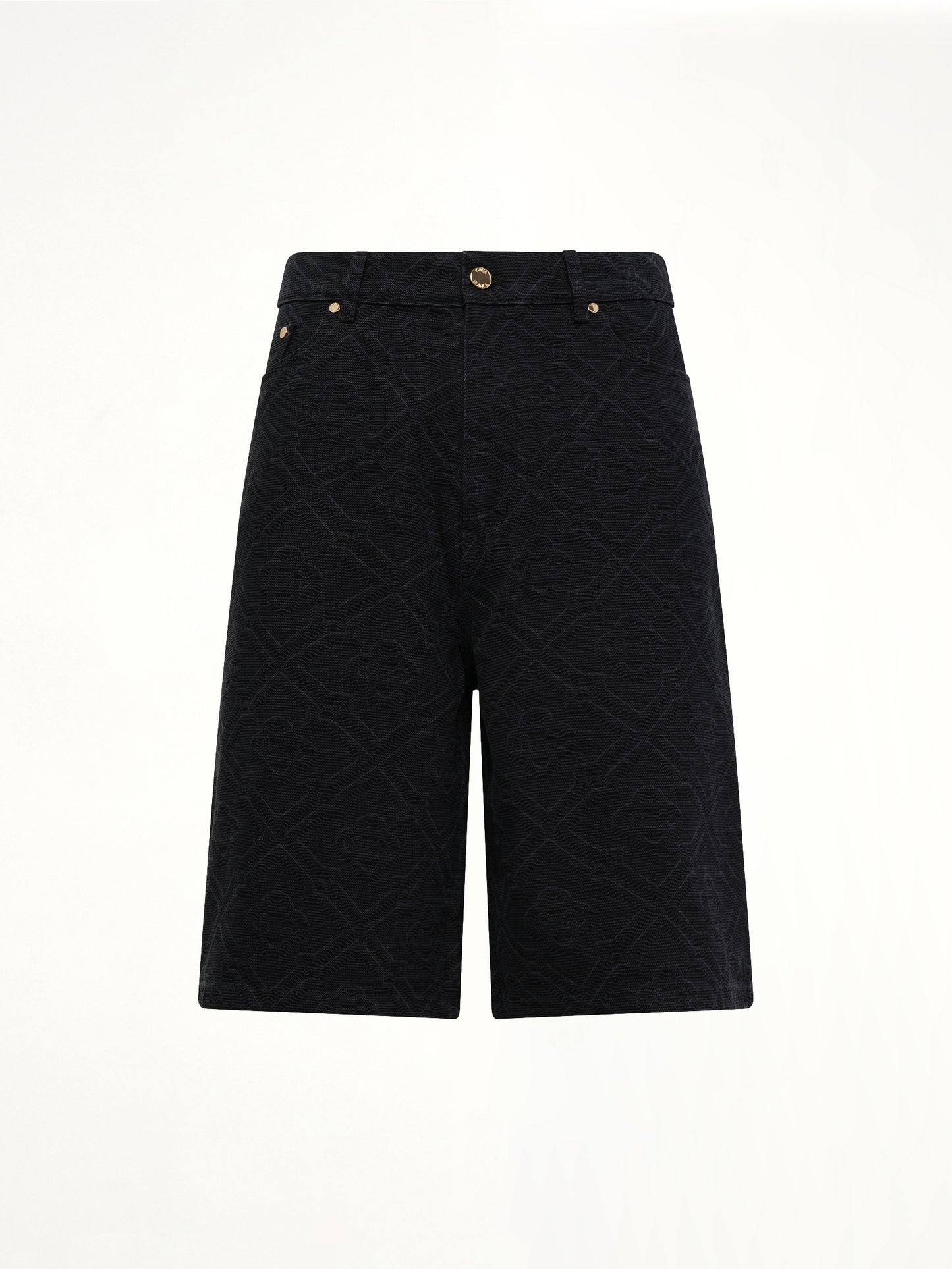 Laser Monogram Denim Shorts in Black