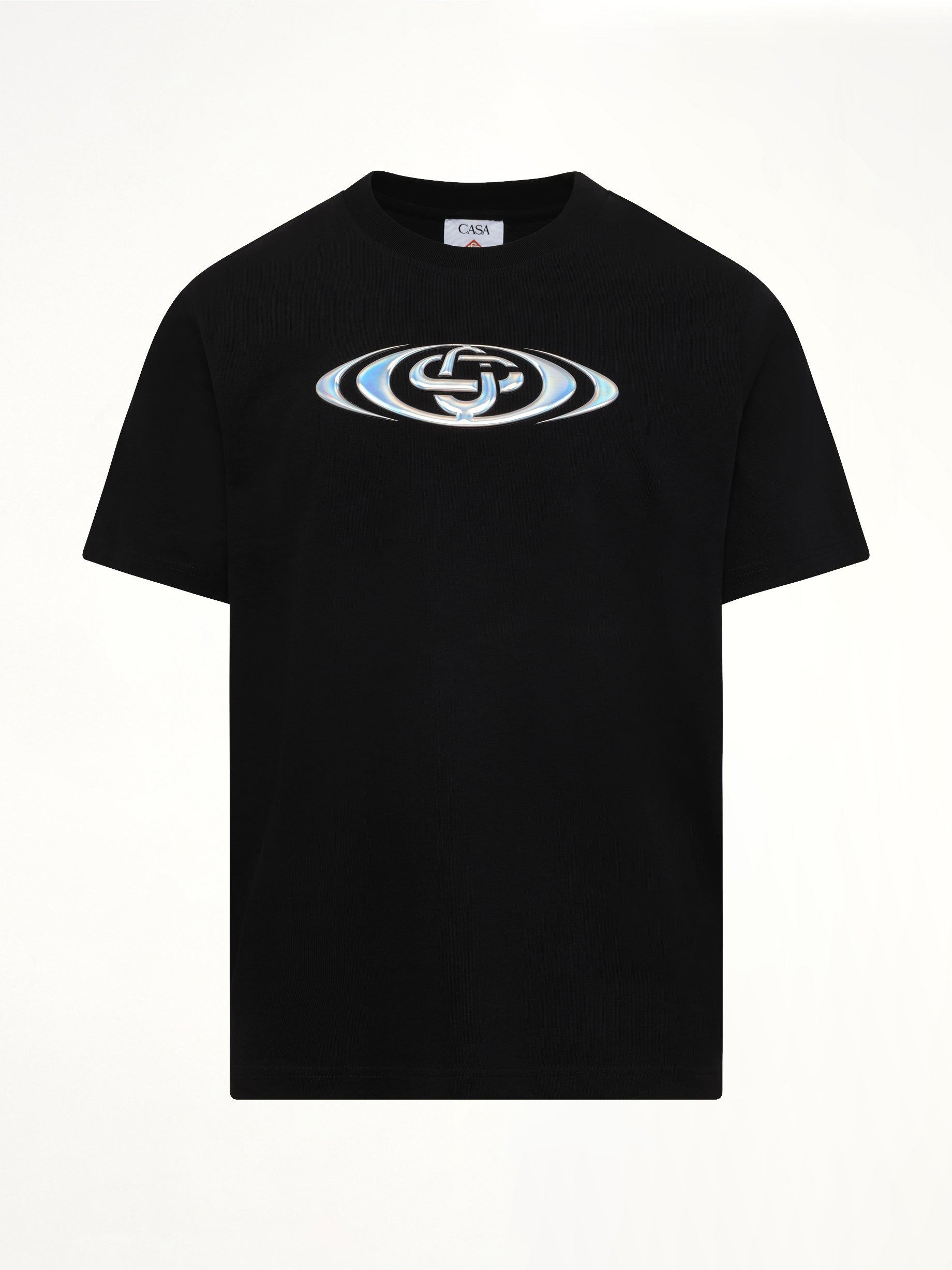 CASABLANCA Warped Logo Classic T-Shirt in Black Product Photo from MARAIS