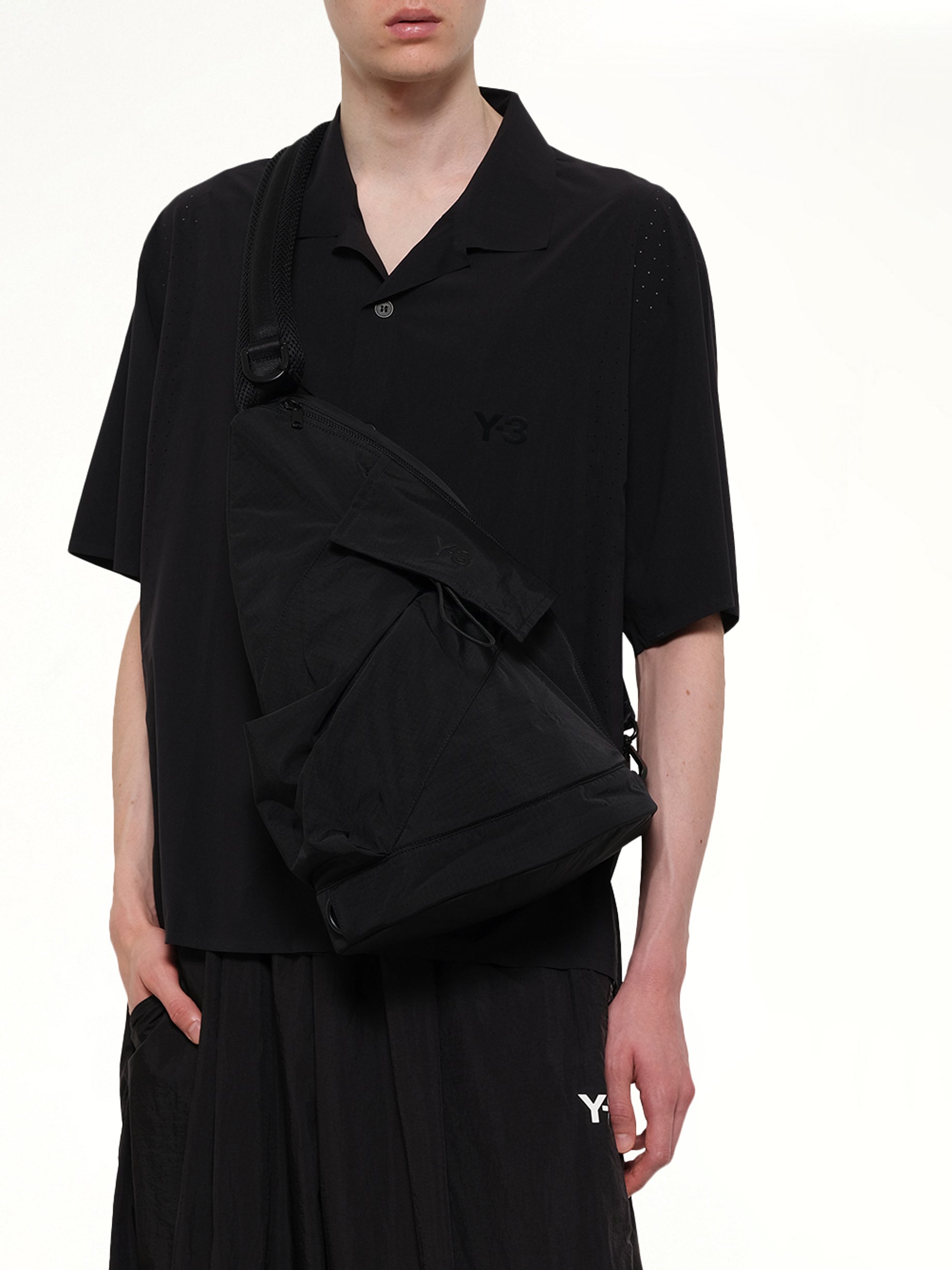 Y-3 Utility Sling Bag in Black Inside View from MARAIS