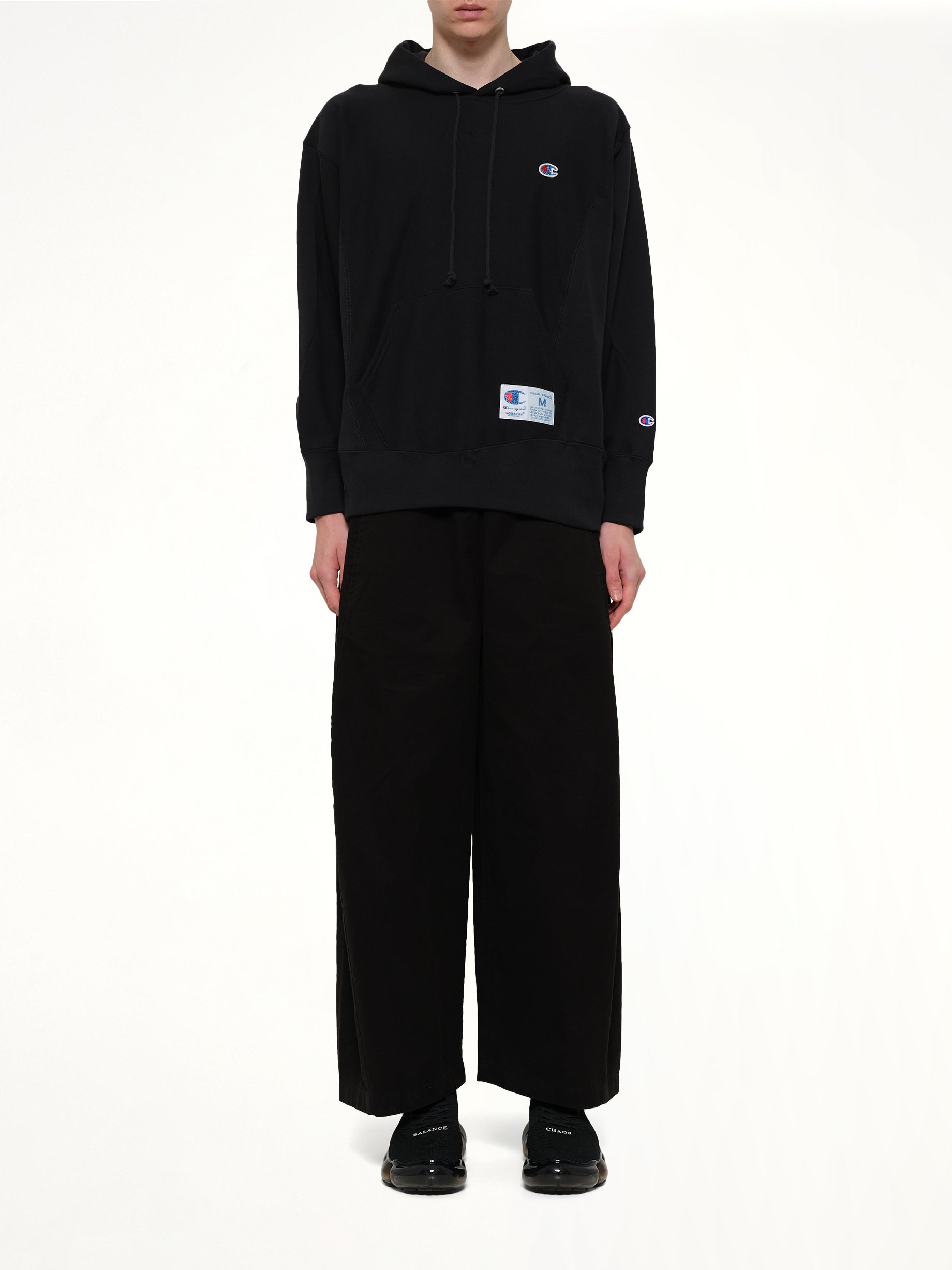 UNDERCOVER Champion x UC Hoodie in Black Model View from MARAIS
