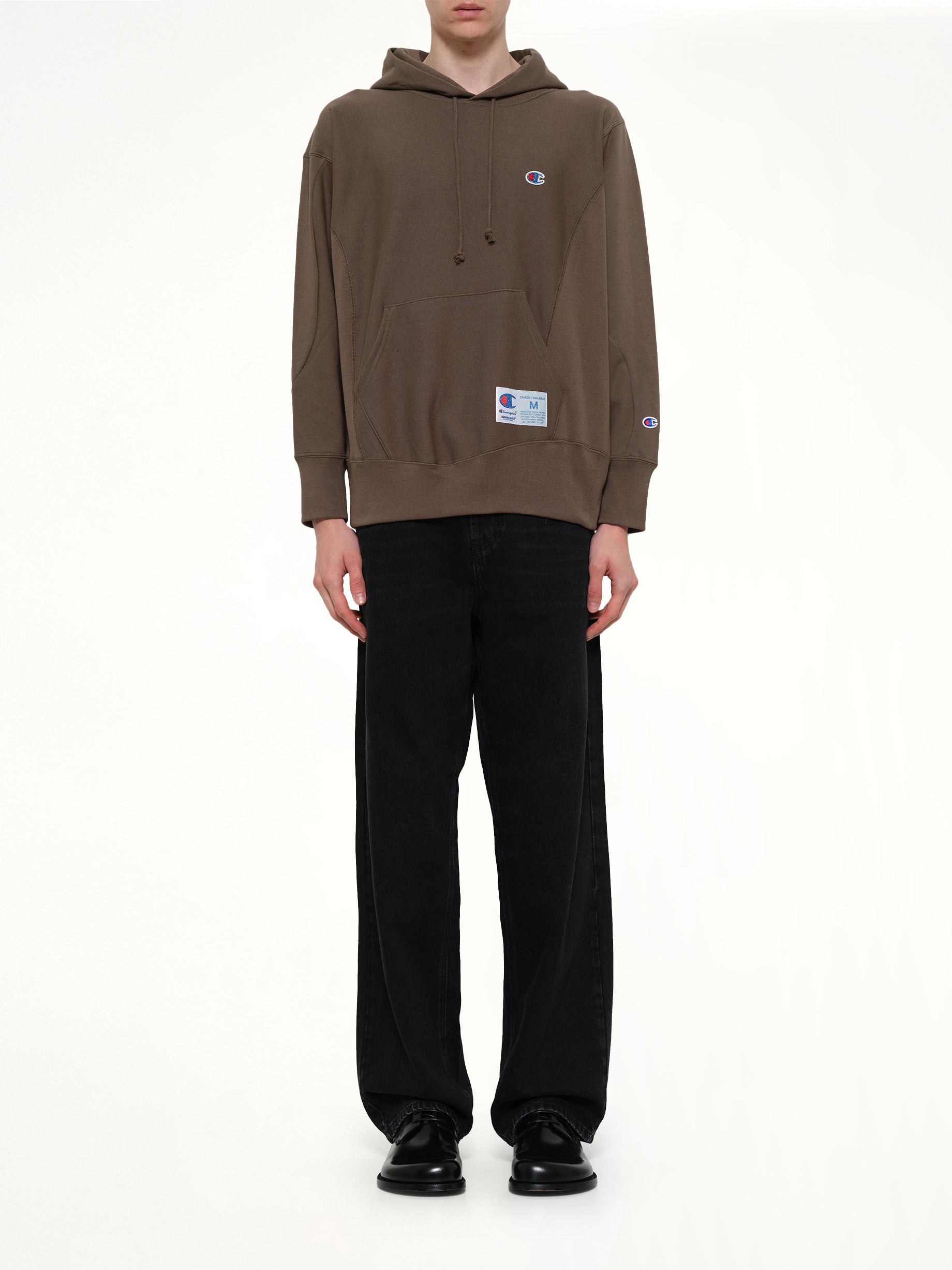 UNDERCOVER Champion x UC Hoodie in Khaki Gray Model View from MARAIS