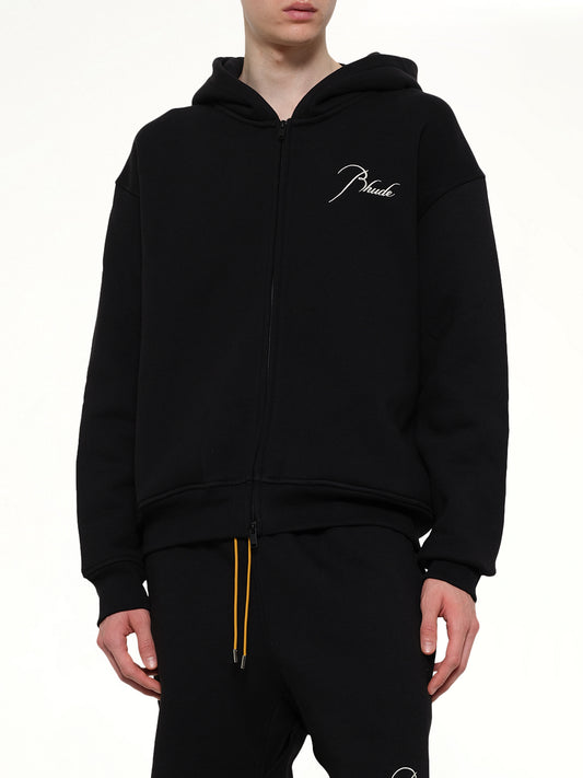 Classique Zip Up Hoodie in Black/White
