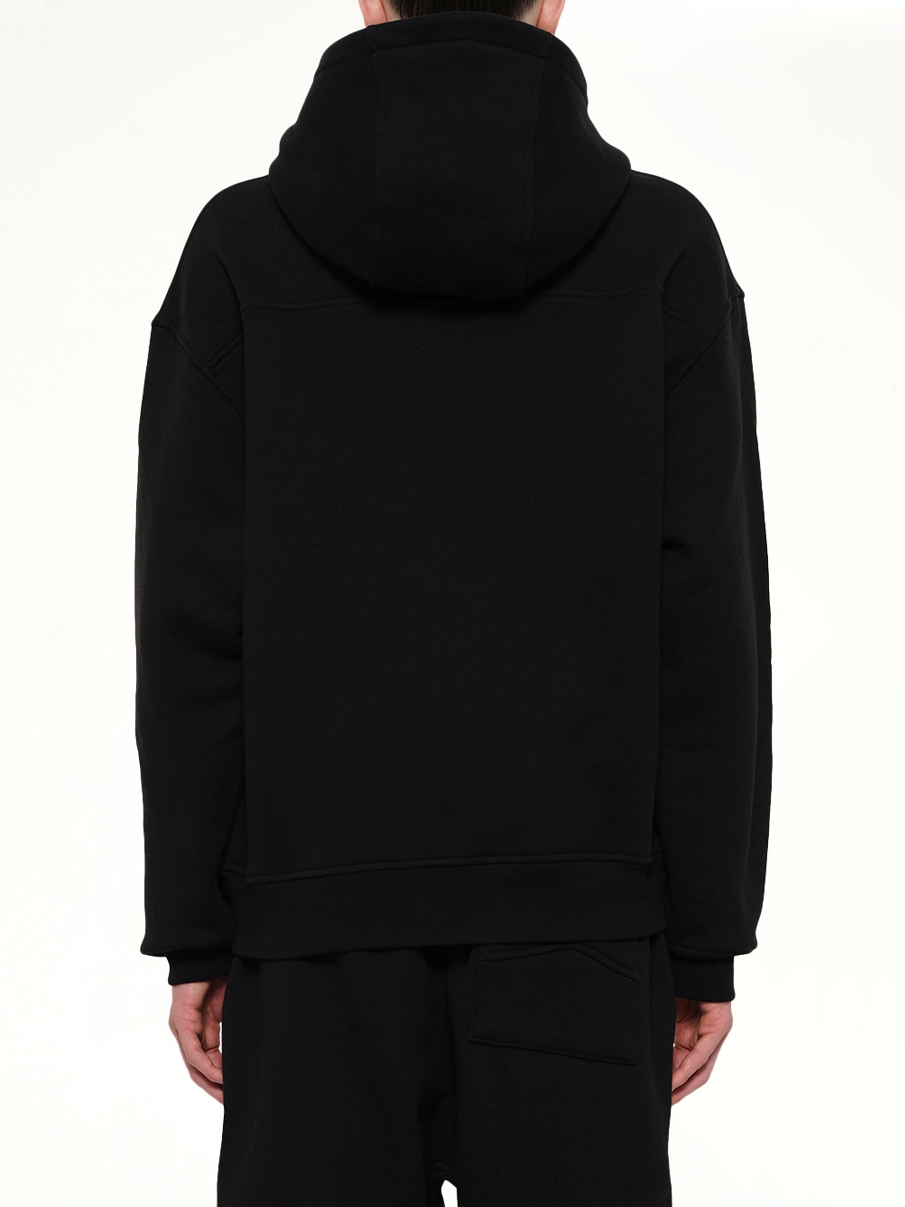 RHUDE Classique Zip Up Hoodie in Black/White Back View from MARAIS