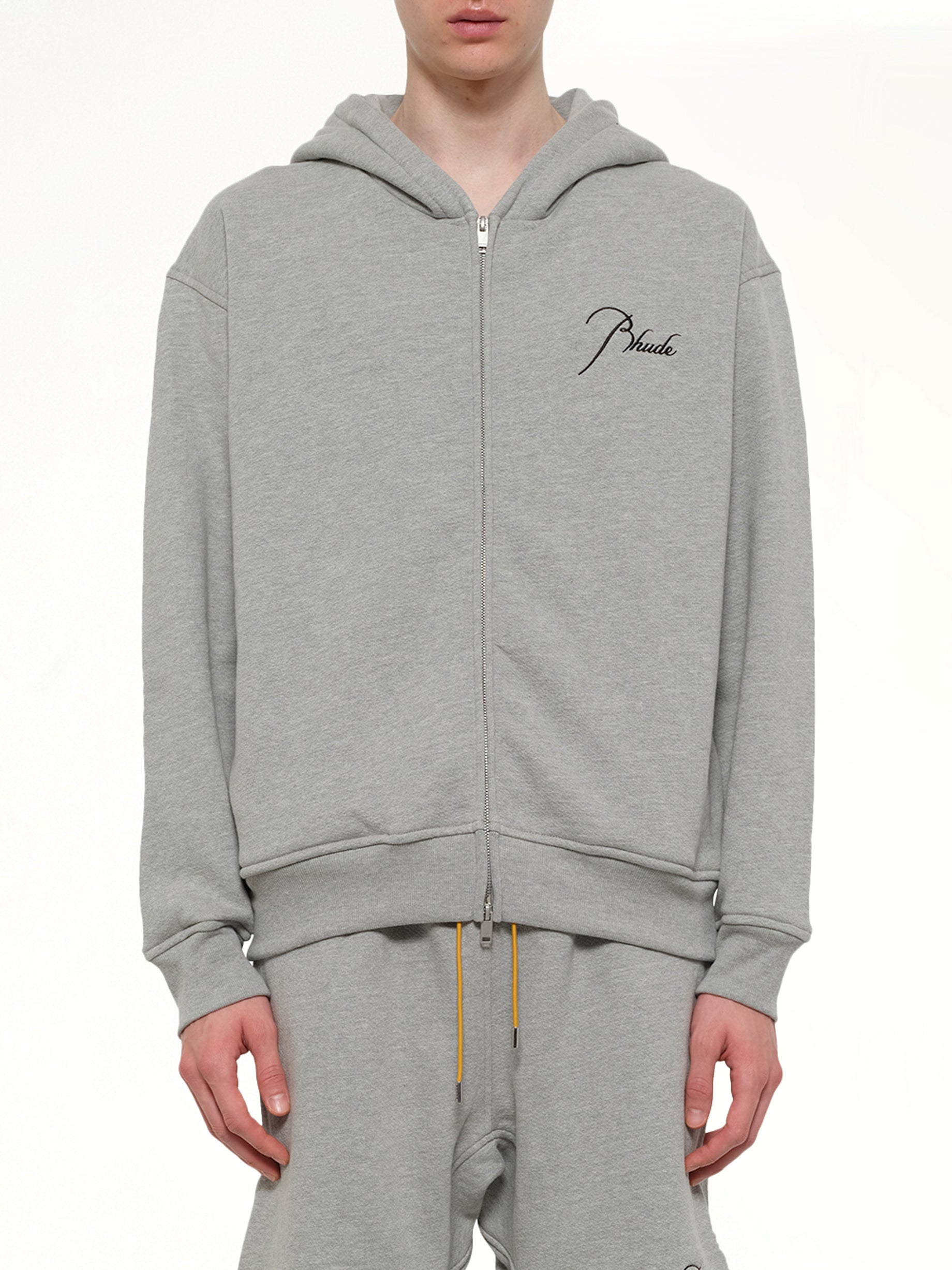Classique Zip Up Hoodie in Heather Grey/Black