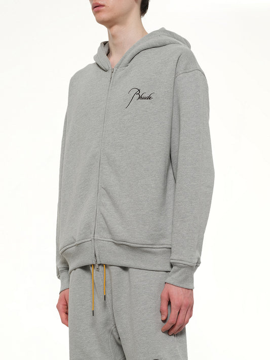 Classique Zip Up Hoodie in Heather Grey/Black