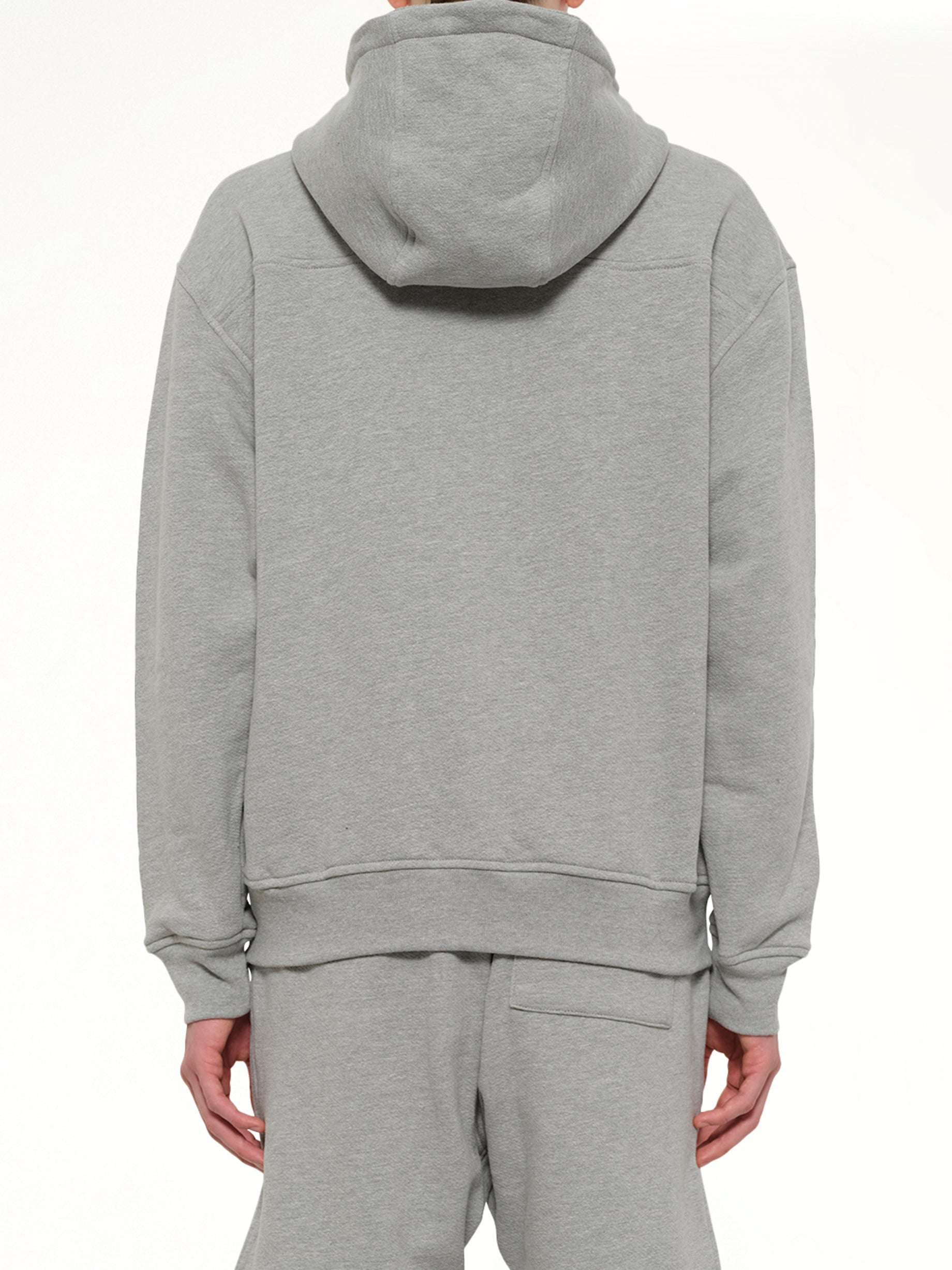 RHUDE Classique Zip Up Hoodie in Heather Grey/Black Back View from MARAIS