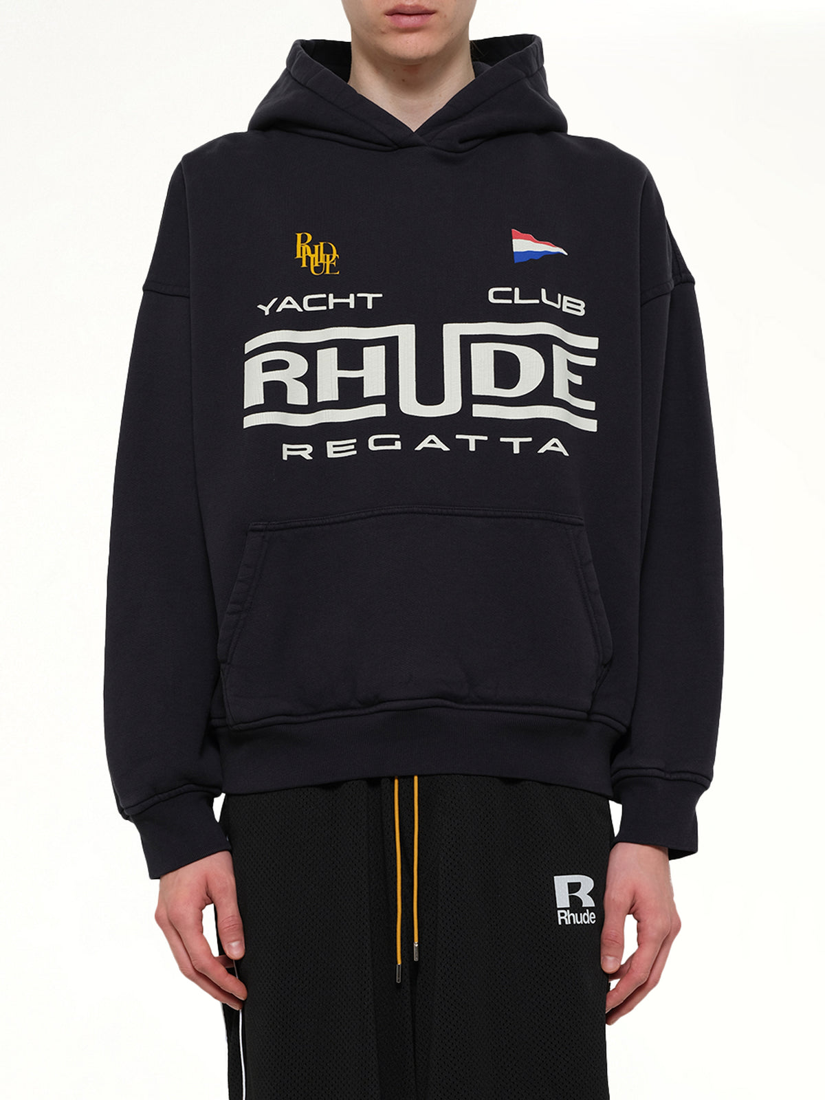 Rhude Regatta Club Hoodie in Vintage Black/White