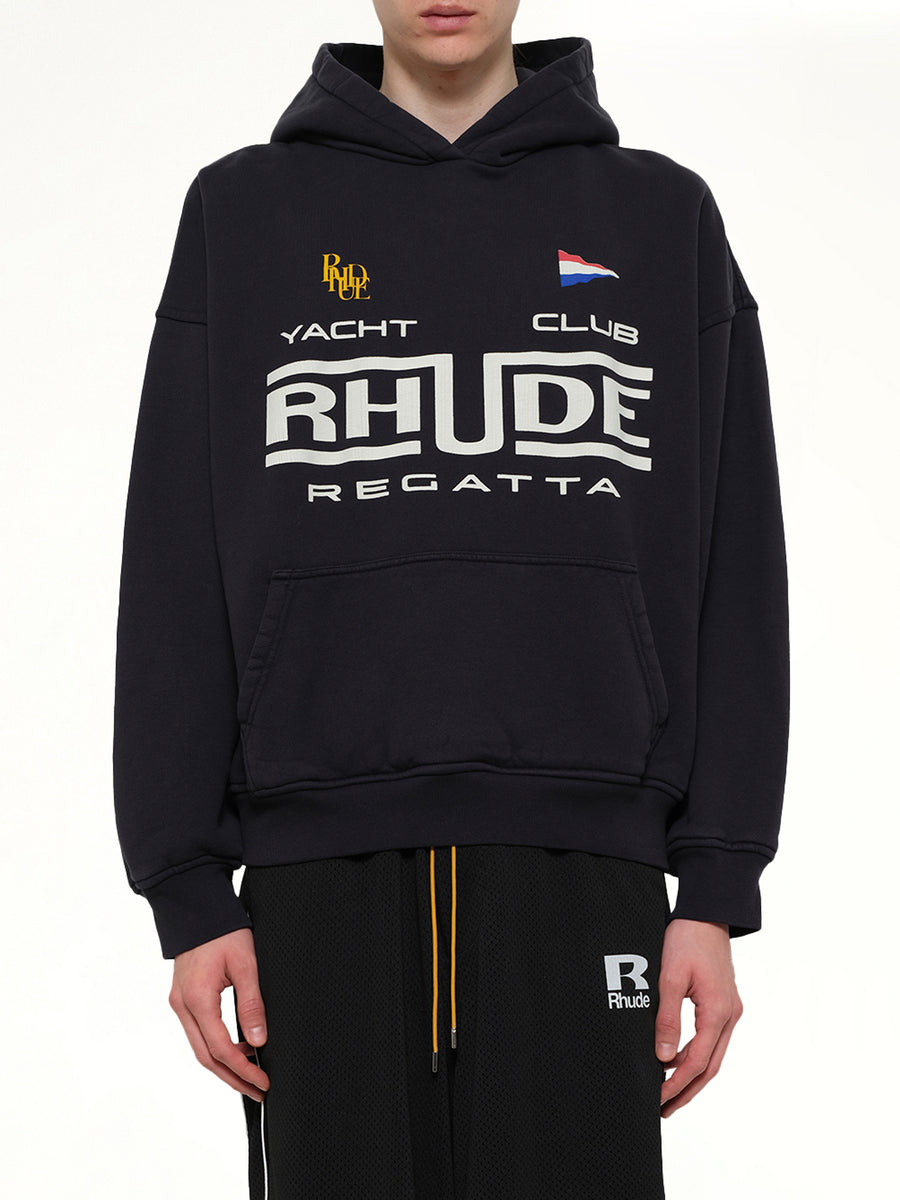 Rhude Regatta Club Hoodie in Vintage Black/White