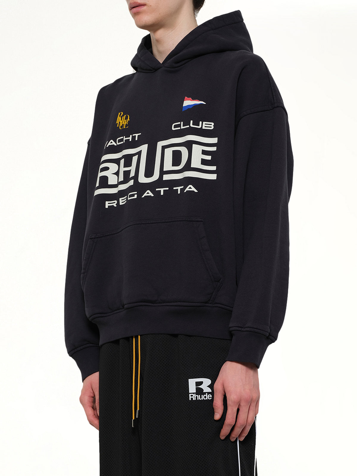 Rhude Regatta Club Hoodie in Vintage Black/White