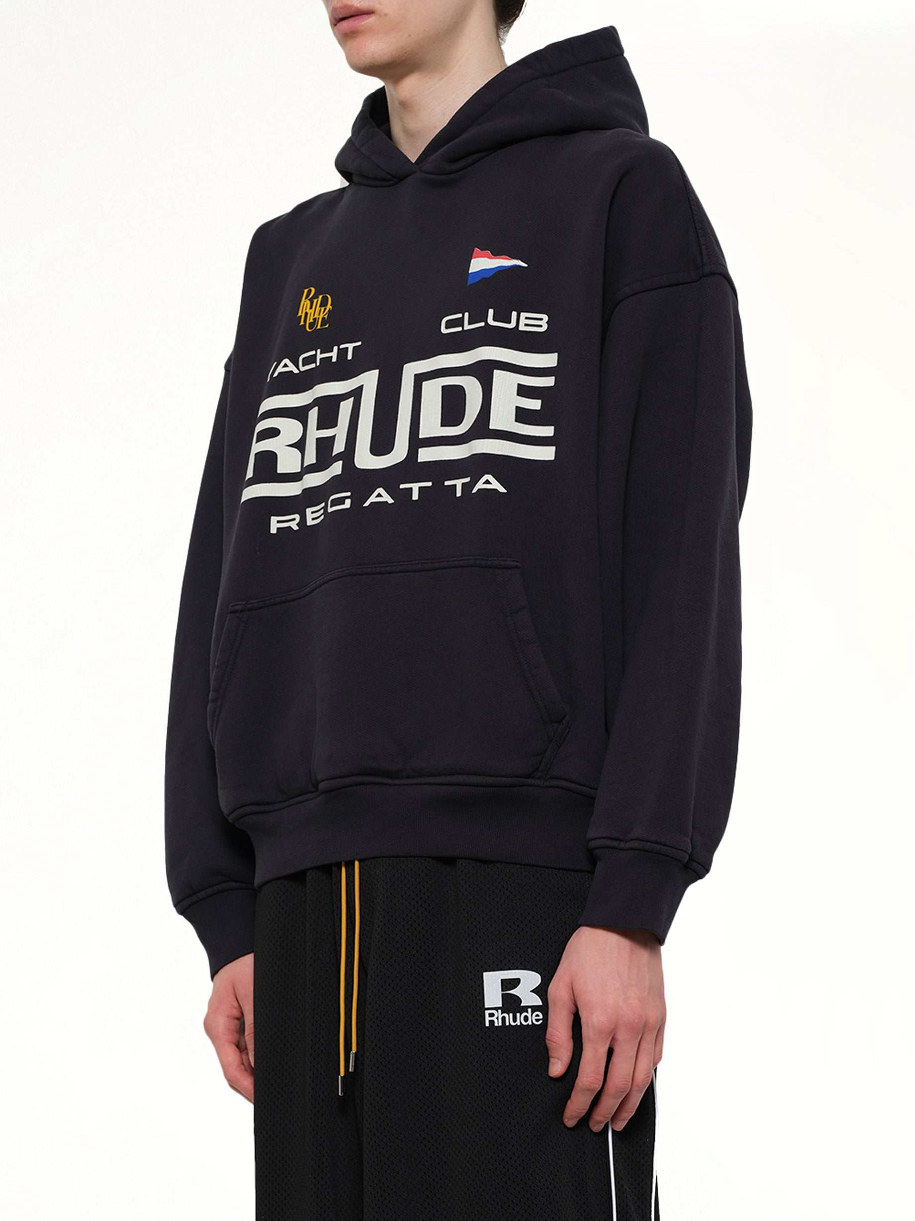 Rhude Regatta Club Hoodie in Vintage Black/White