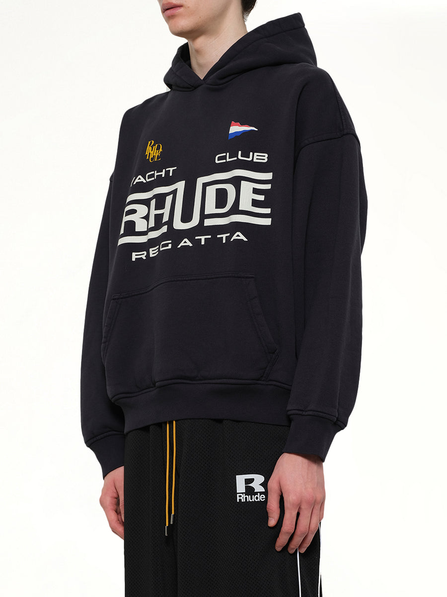 Rhude Regatta Club Hoodie in Vintage Black/White