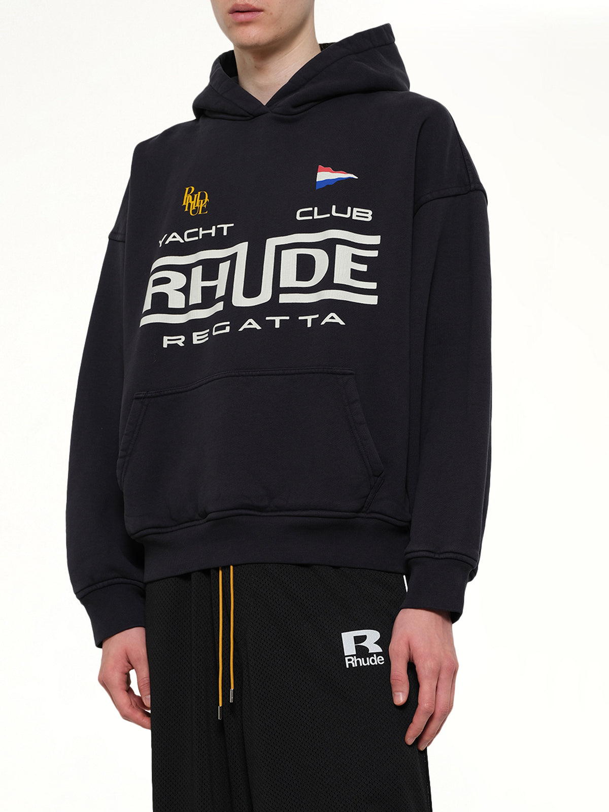 Rhude Regatta Club Hoodie in Vintage Black/White