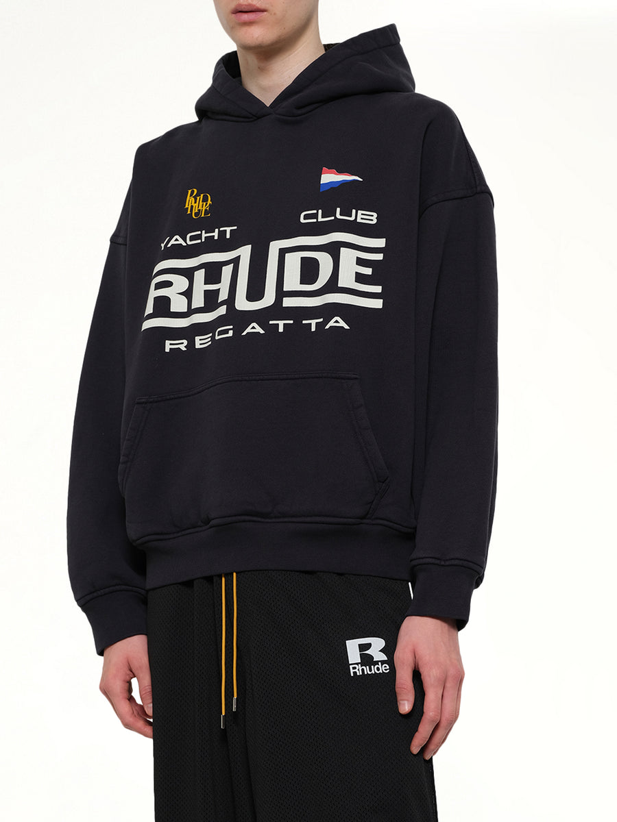 Rhude Regatta Club Hoodie in Vintage Black/White