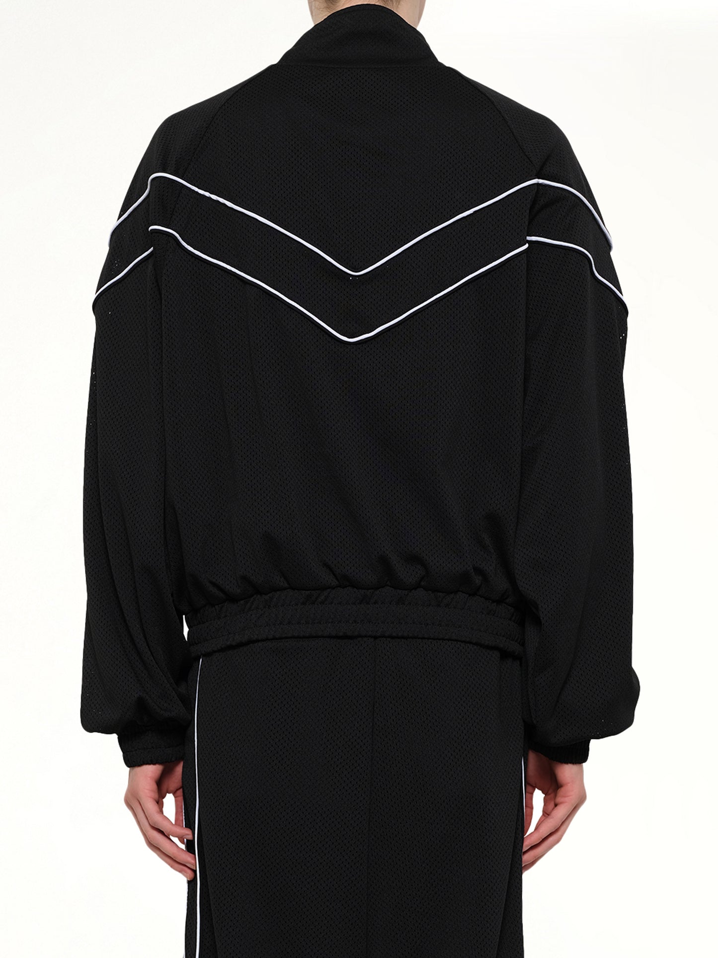 Rhude Mesh Piping Raglan Track Jacket in Black/White