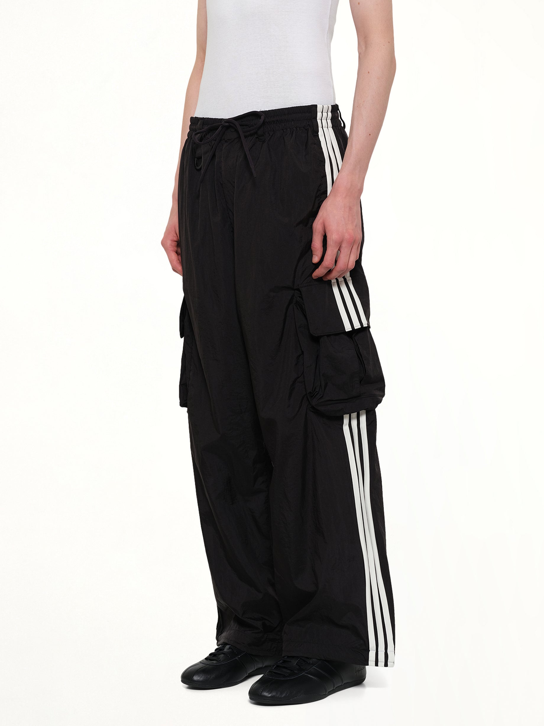 Y-3 Wire 3S Cargo Pants in Black Side View from MARAIS
