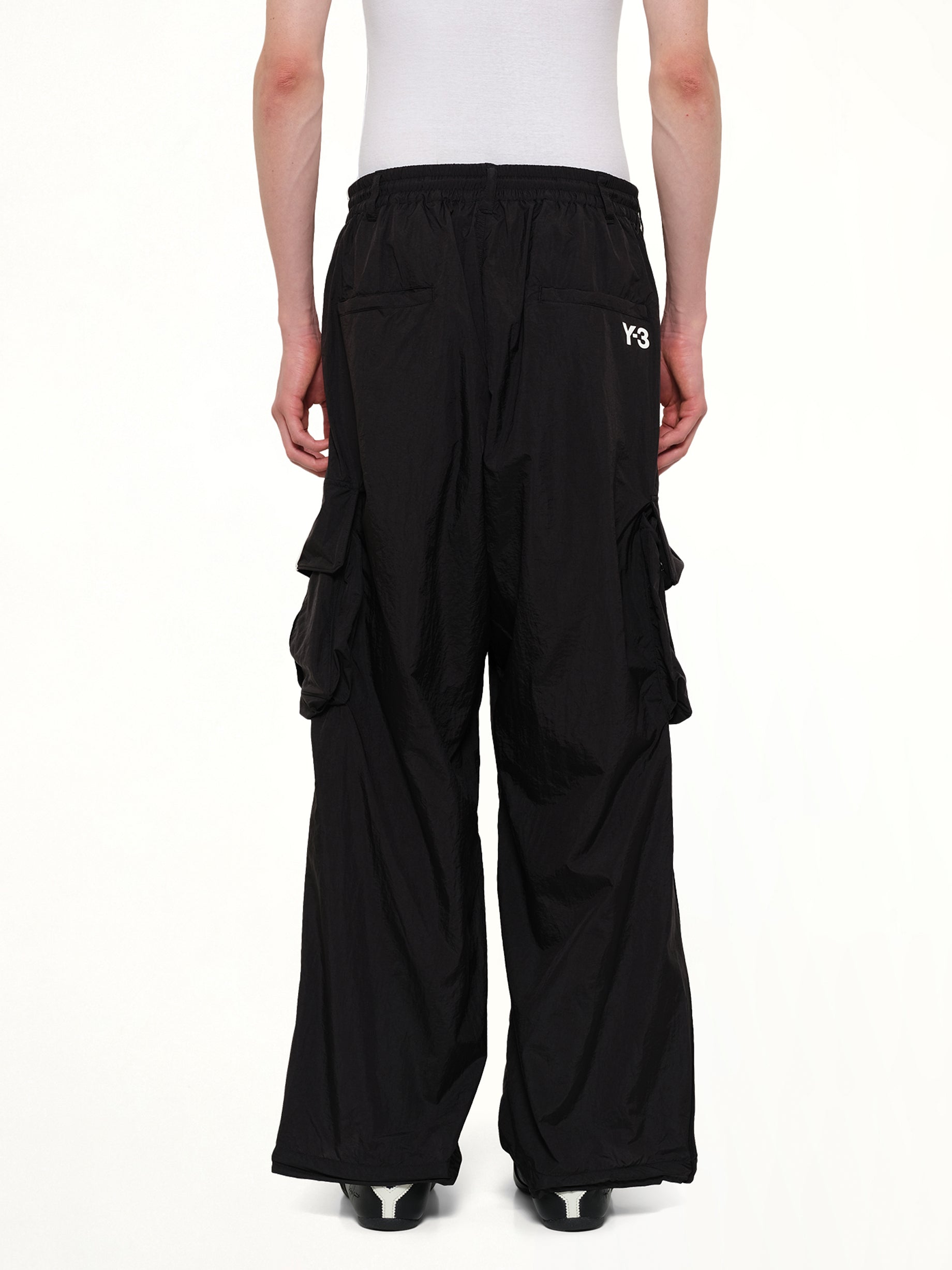 Y-3 Wire 3S Cargo Pants in Black Back View from MARAIS