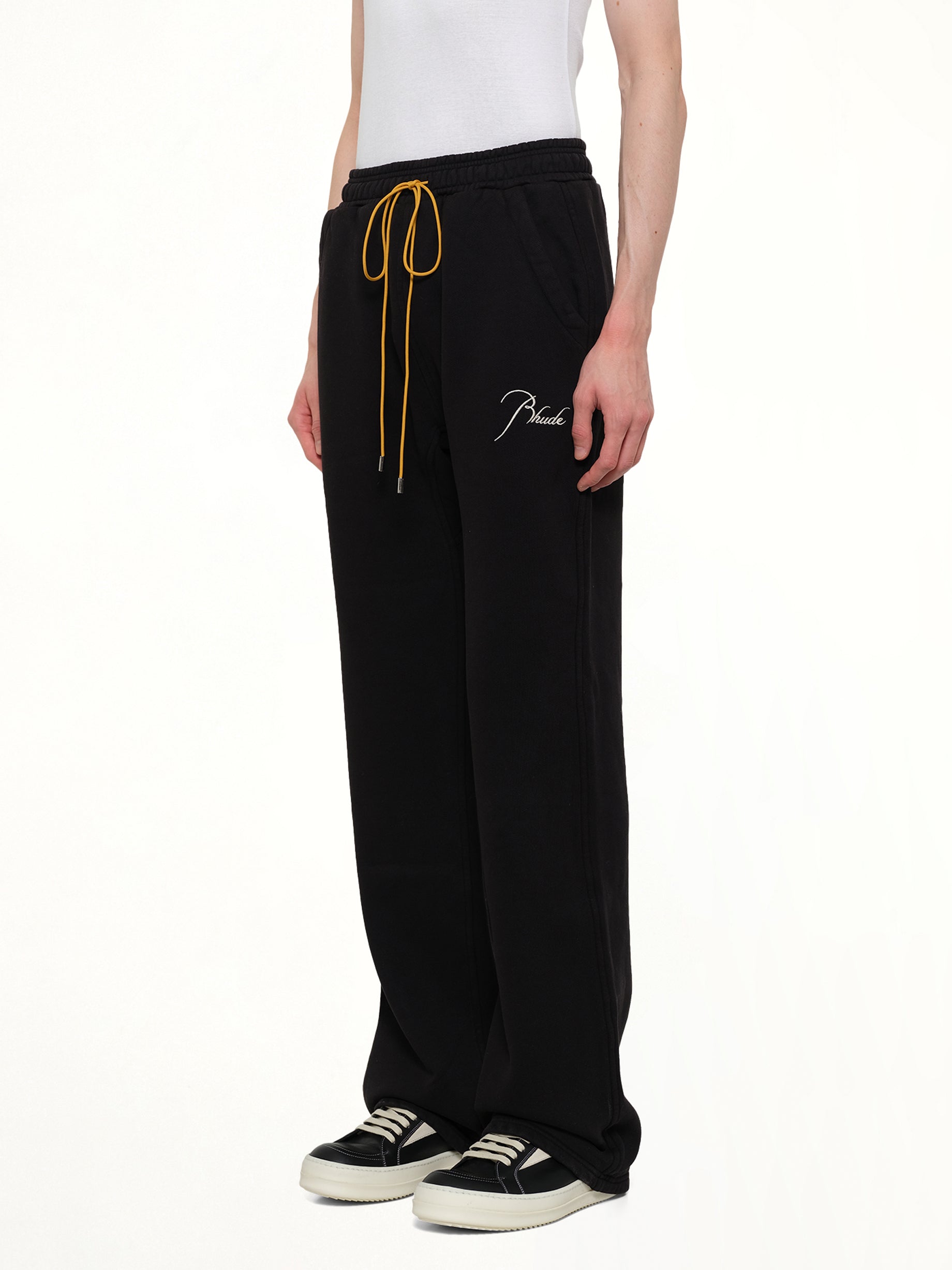 RHUDE Classique Sweatpant in Black/White Side View from MARAIS