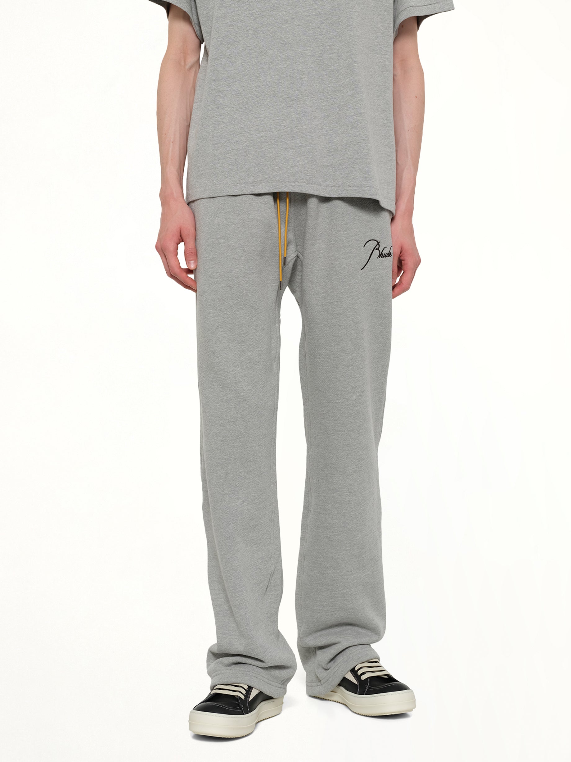 RHUDE , Classique Sweatpant in Heather Grey/Black Detail Shot from MARAIS