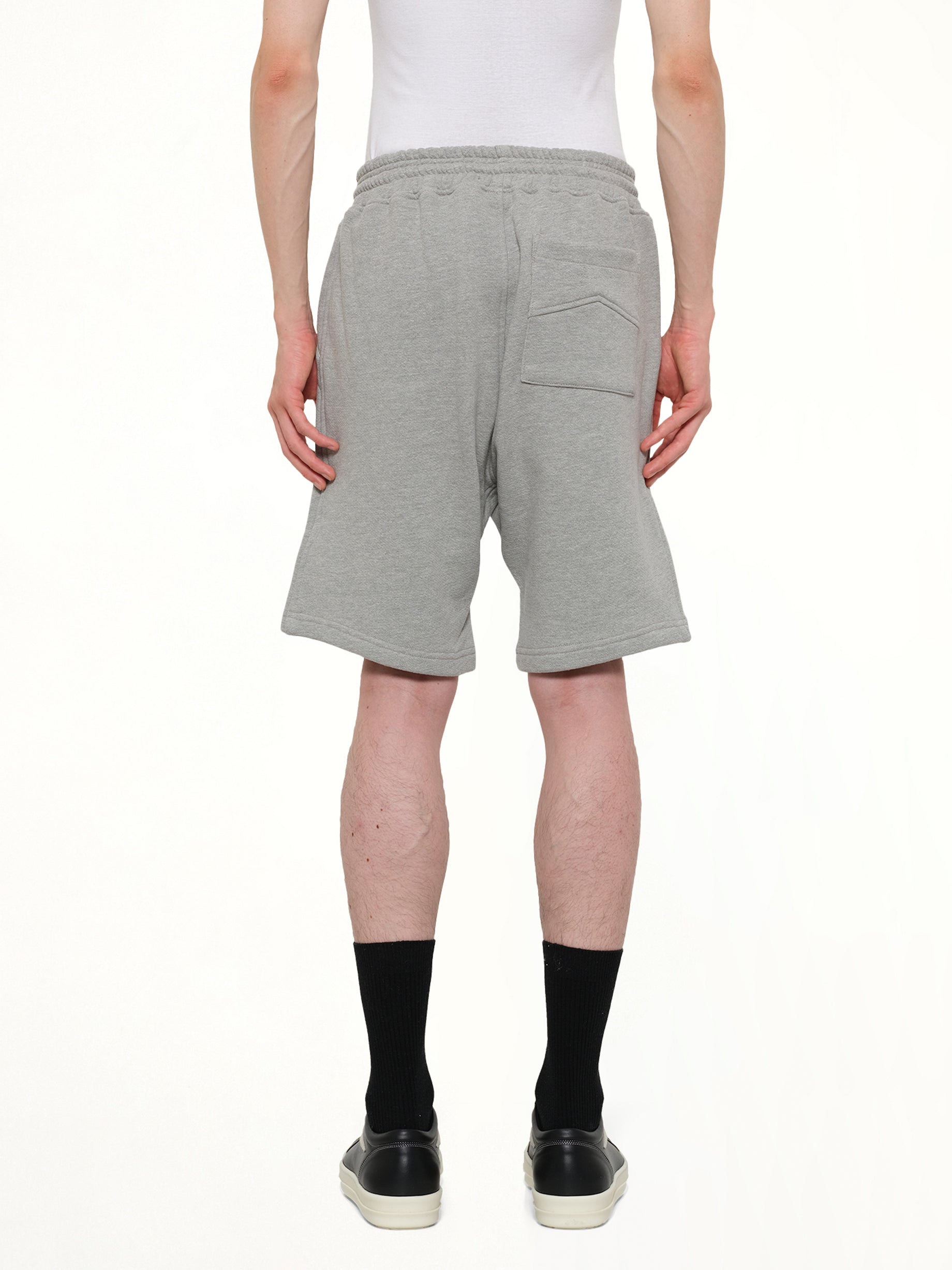RHUDE , Classique Sweatshort in Heather Grey/Black Back View from MARAIS