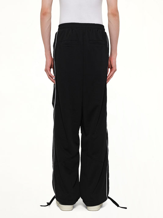 Rhude Mesh Piping Parachute Track Pant in Black/White