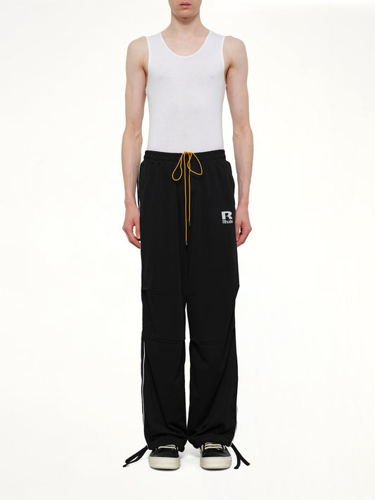 Rhude Mesh Piping Parachute Track Pant in Black/White