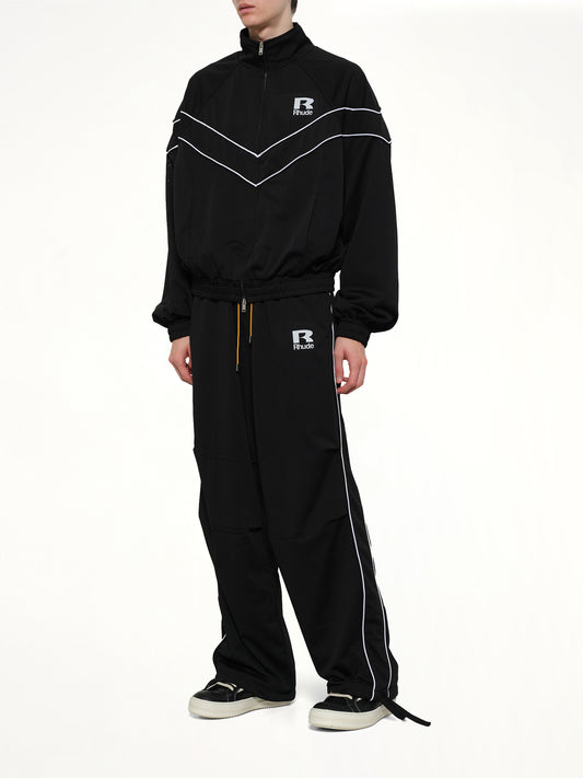 Rhude Mesh Piping Parachute Track Pant in Black/White