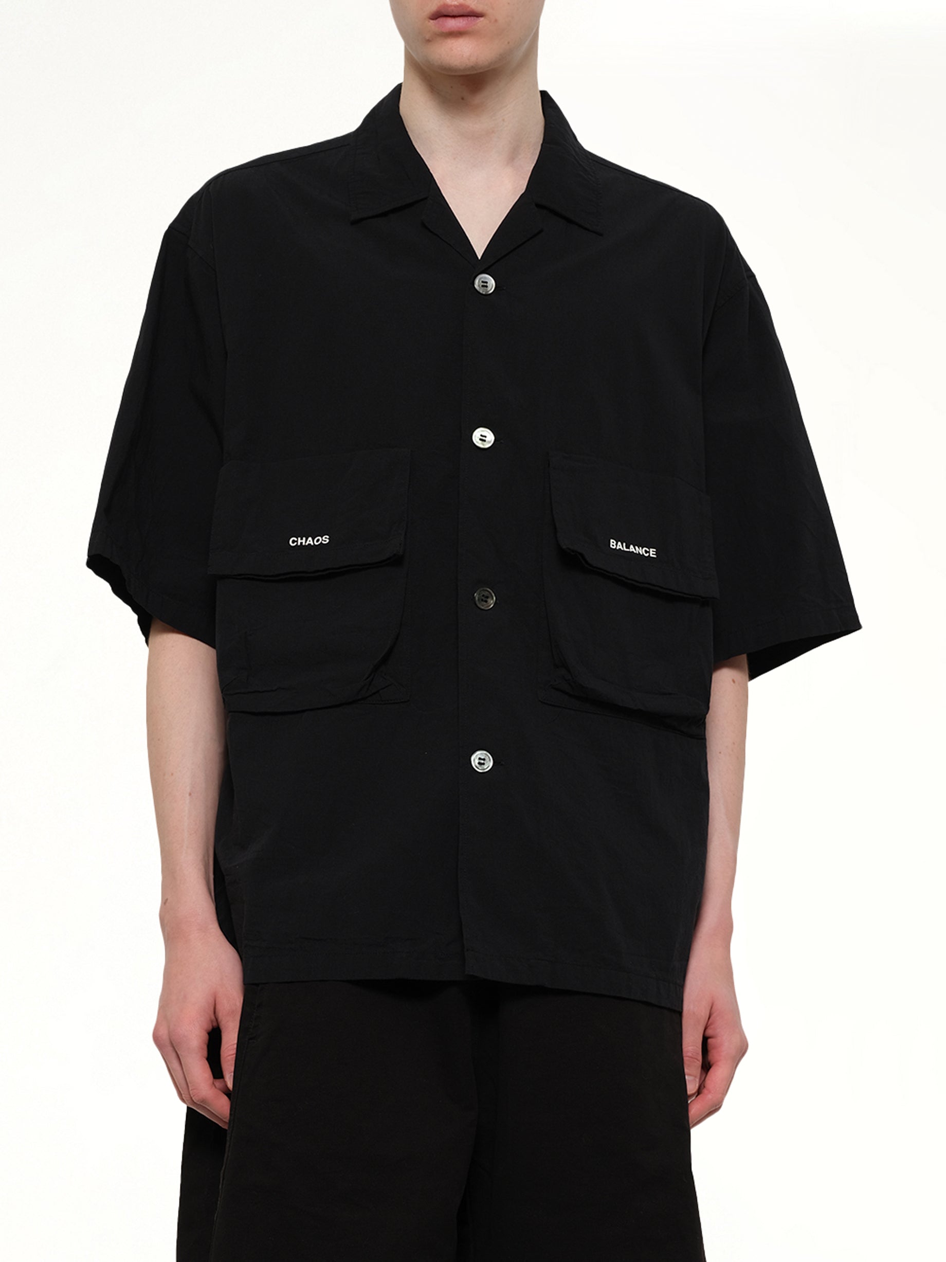 UNDERCOVER Chaos Balance Pocket Shirt in Black Detail Shot from MARAIS