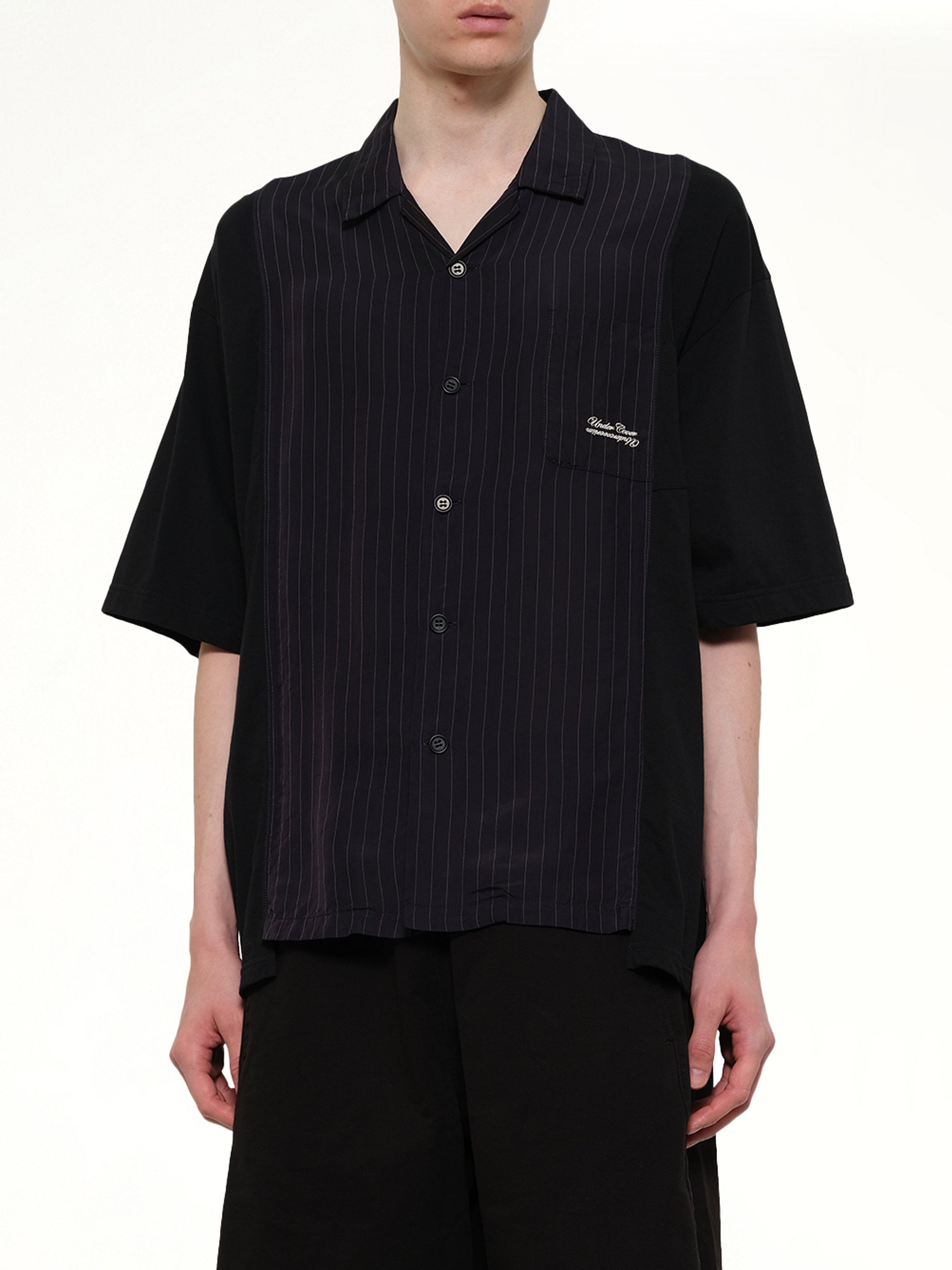 UNDERCOVER Combo SS Shirt in Navy Stripe Detail Shot from MARAIS