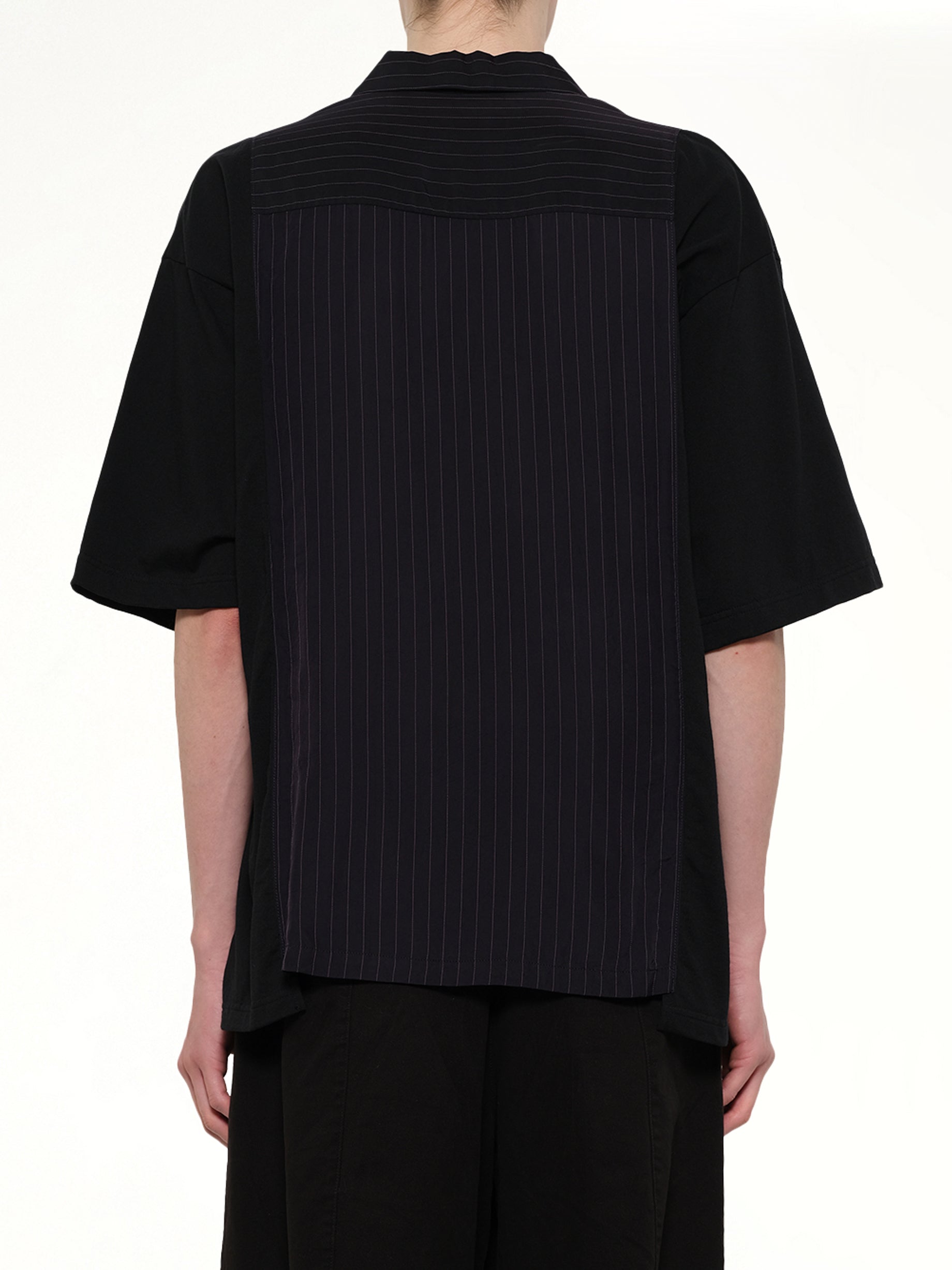 UNDERCOVER Combo SS Shirt in Navy Stripe Back View from MARAIS