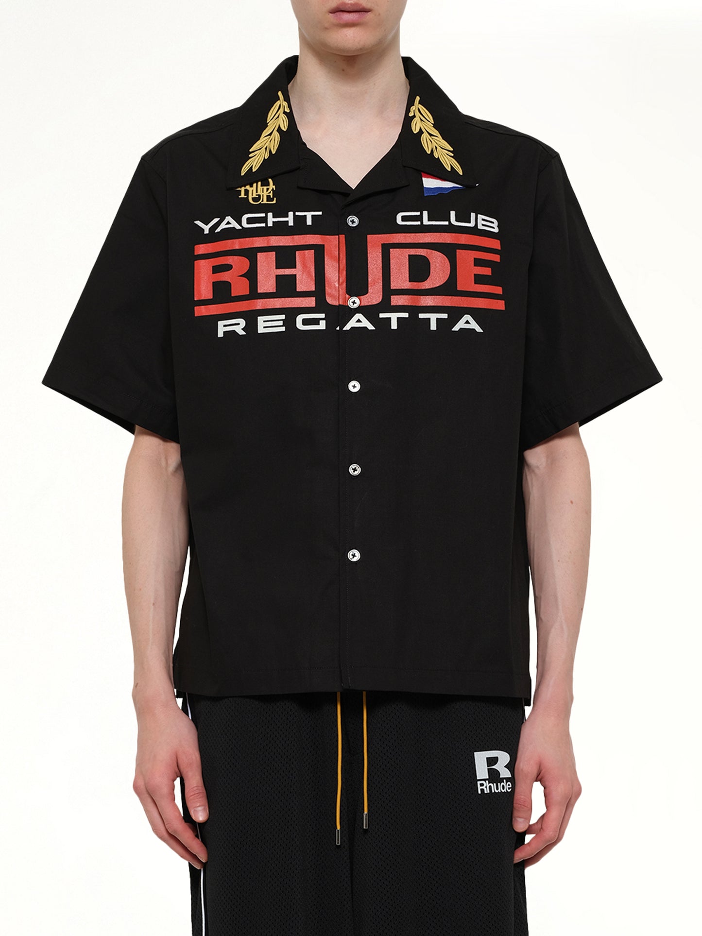 Rhude Regatta Club Shirt in Black/White/Red
