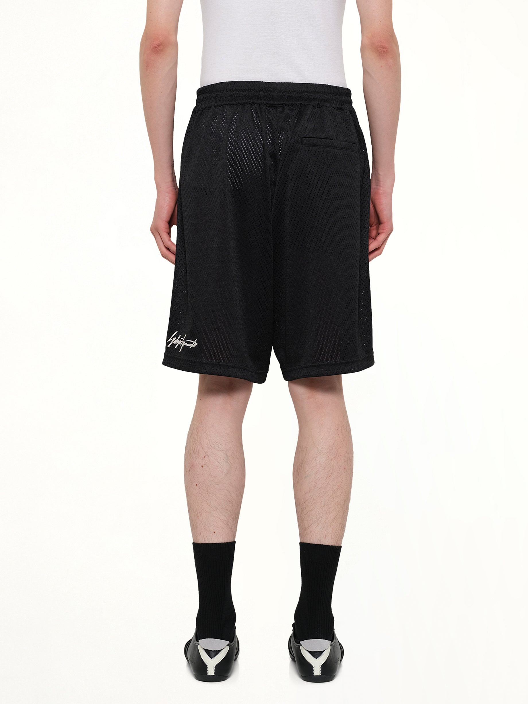 Y-3 Mesh Shorts in Black Back View from MARAIS