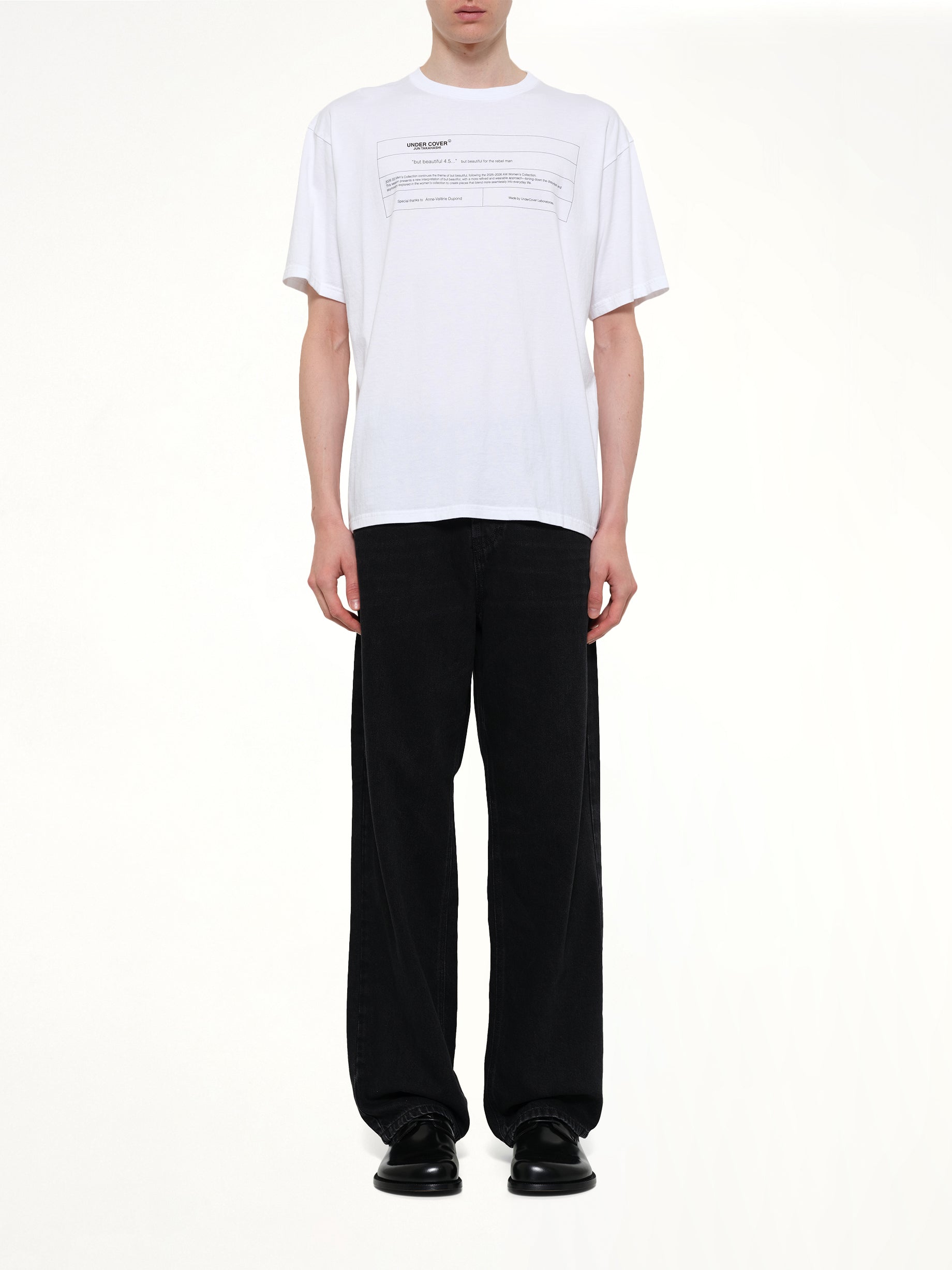 UNDERCOVER "But Beautiful" T-Shirt in White Model View from MARAIS