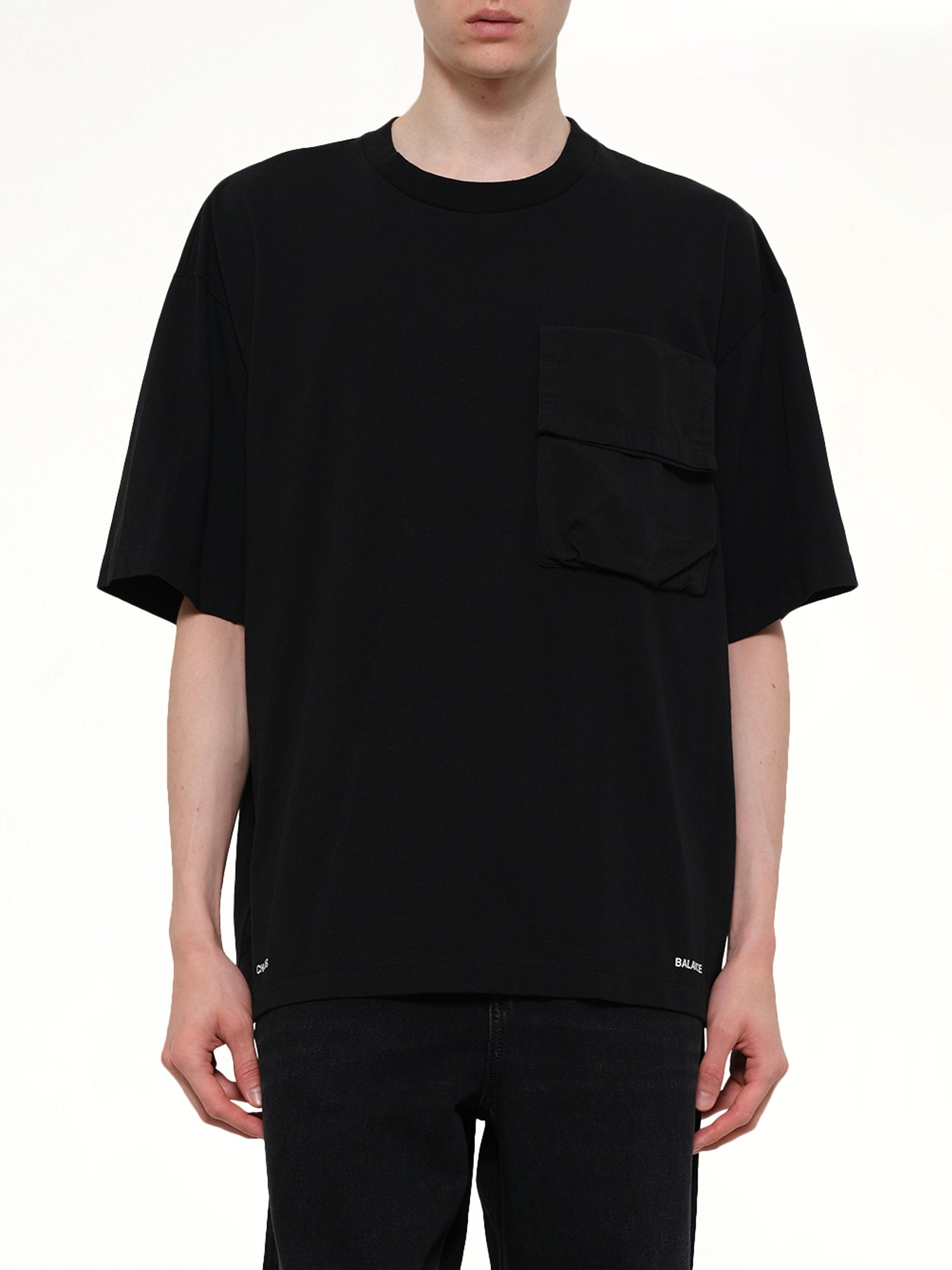 UNDERCOVER Chaos Balance Pocket T-Shirt in Black Detail Shot from MARAIS