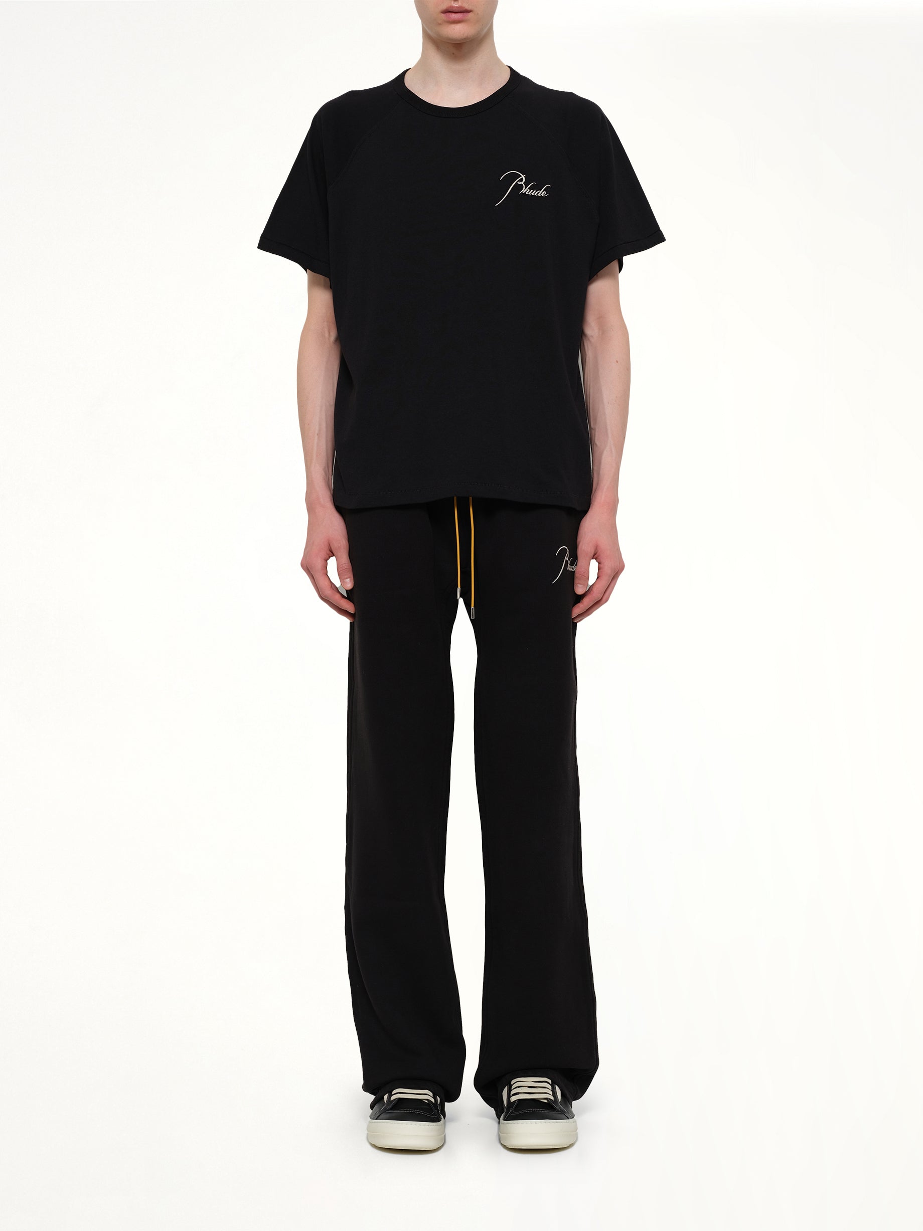 RHUDE Classique Raglan T-Shirt in Black/White Model View from MARAIS