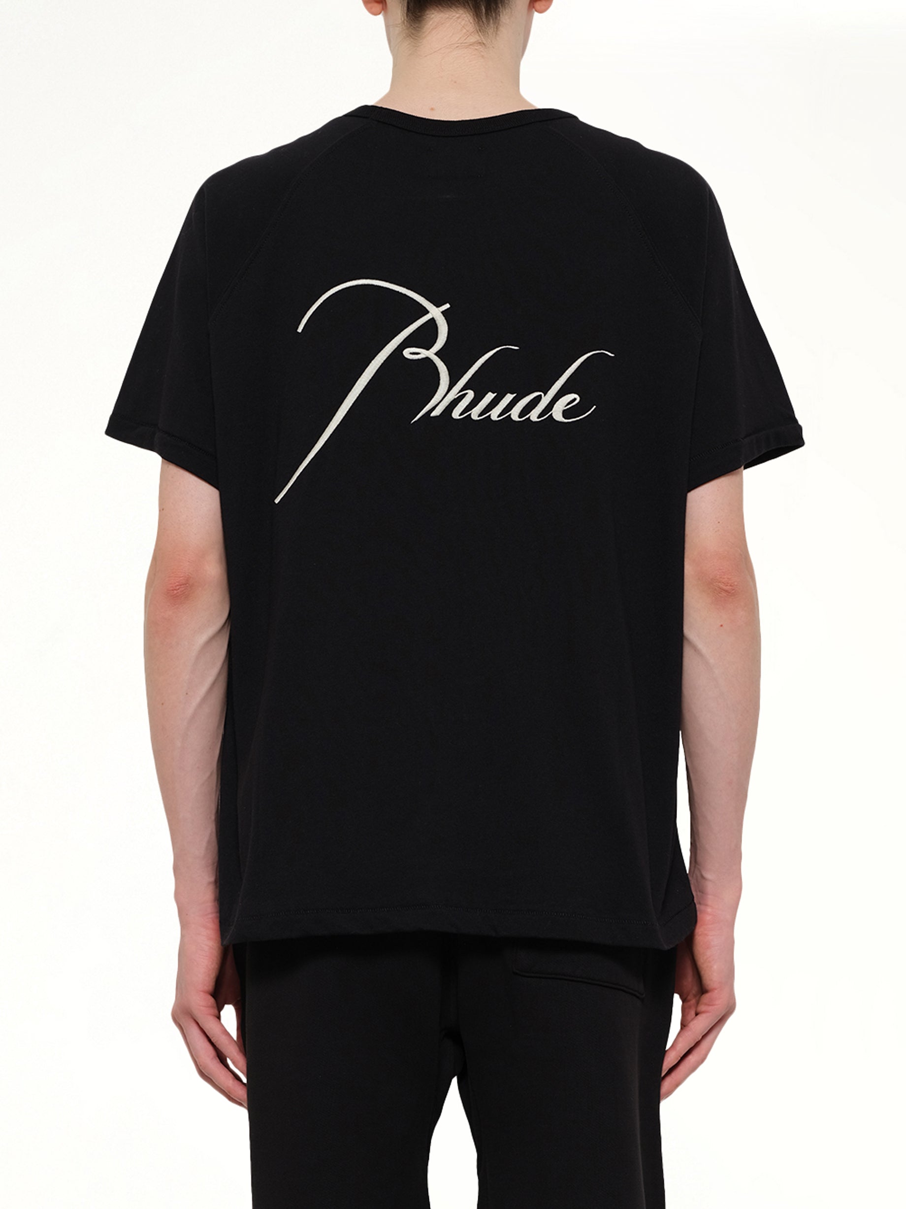 RHUDE Classique Raglan T-Shirt in Black/White Back View from MARAIS