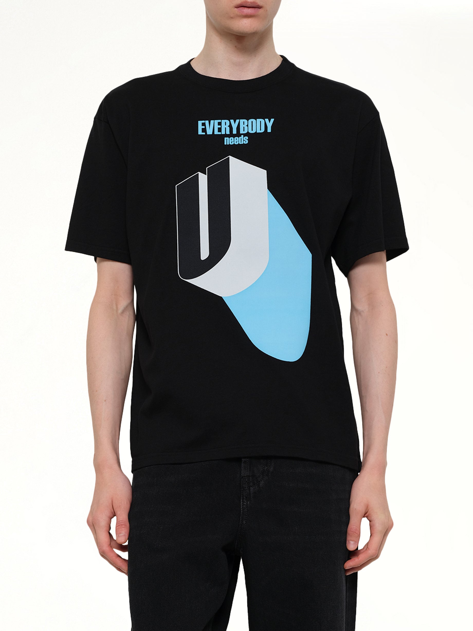 UNDERCOVER Everybody Needs U T-Shirt in Black Detail Shot from MARAIS