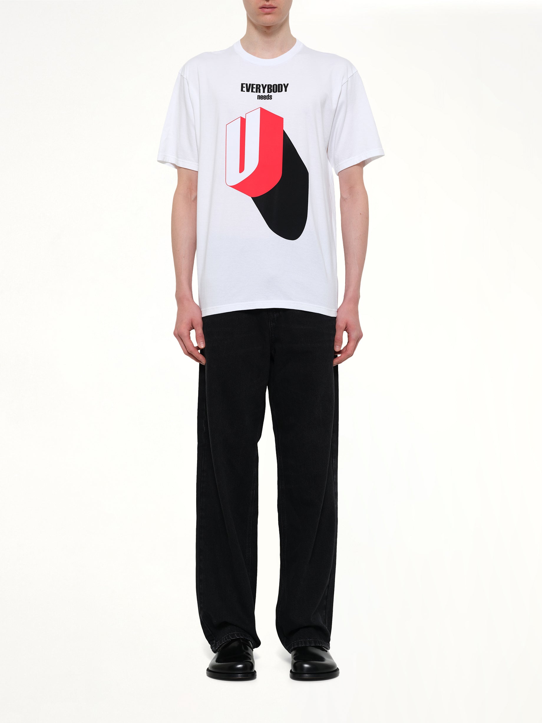 UNDERCOVER Everybody Needs U T-Shirt in White Model View from MARAIS