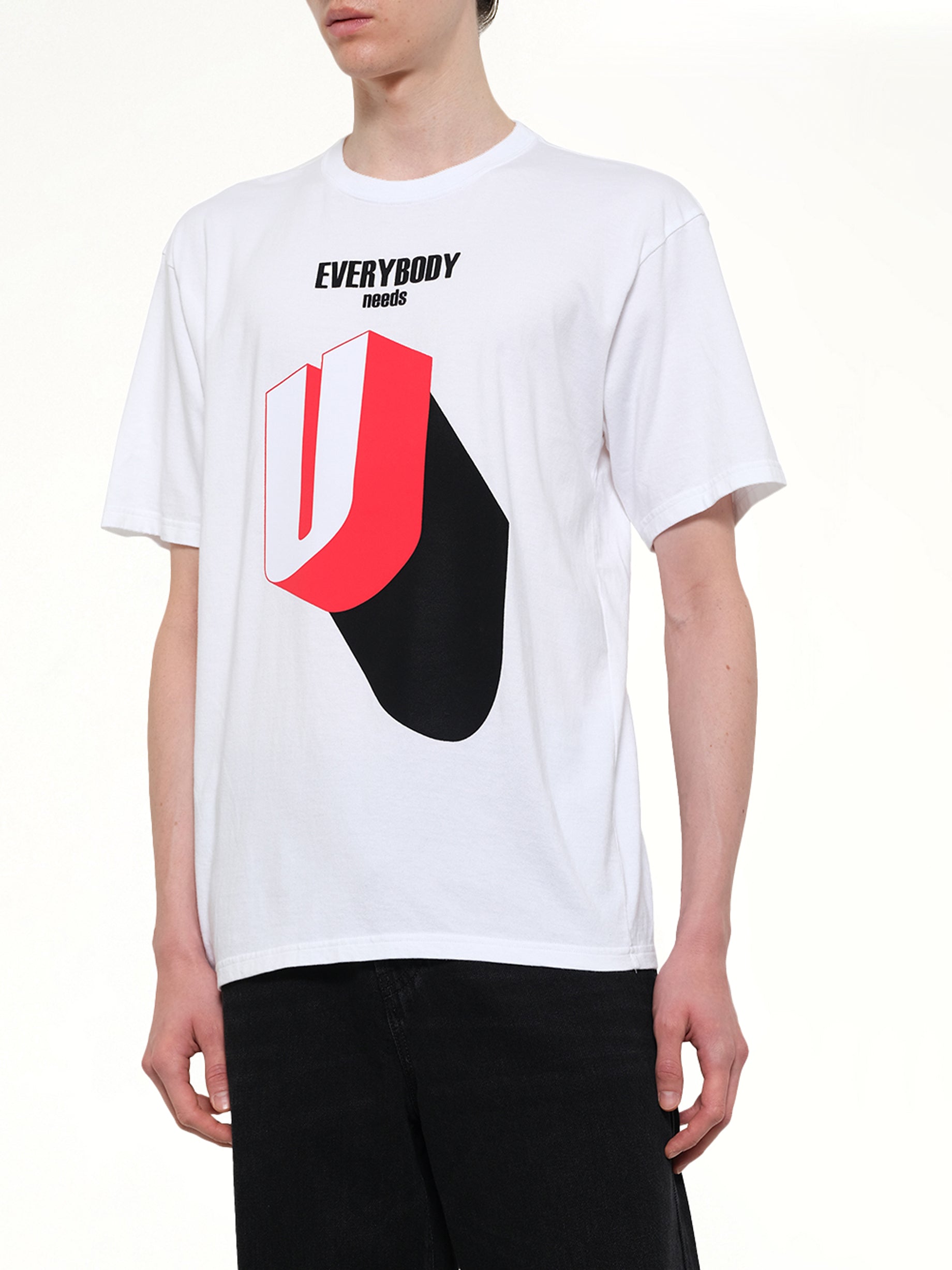 UNDERCOVER Everybody Needs U T-Shirt in White Detail Shot from MARAIS