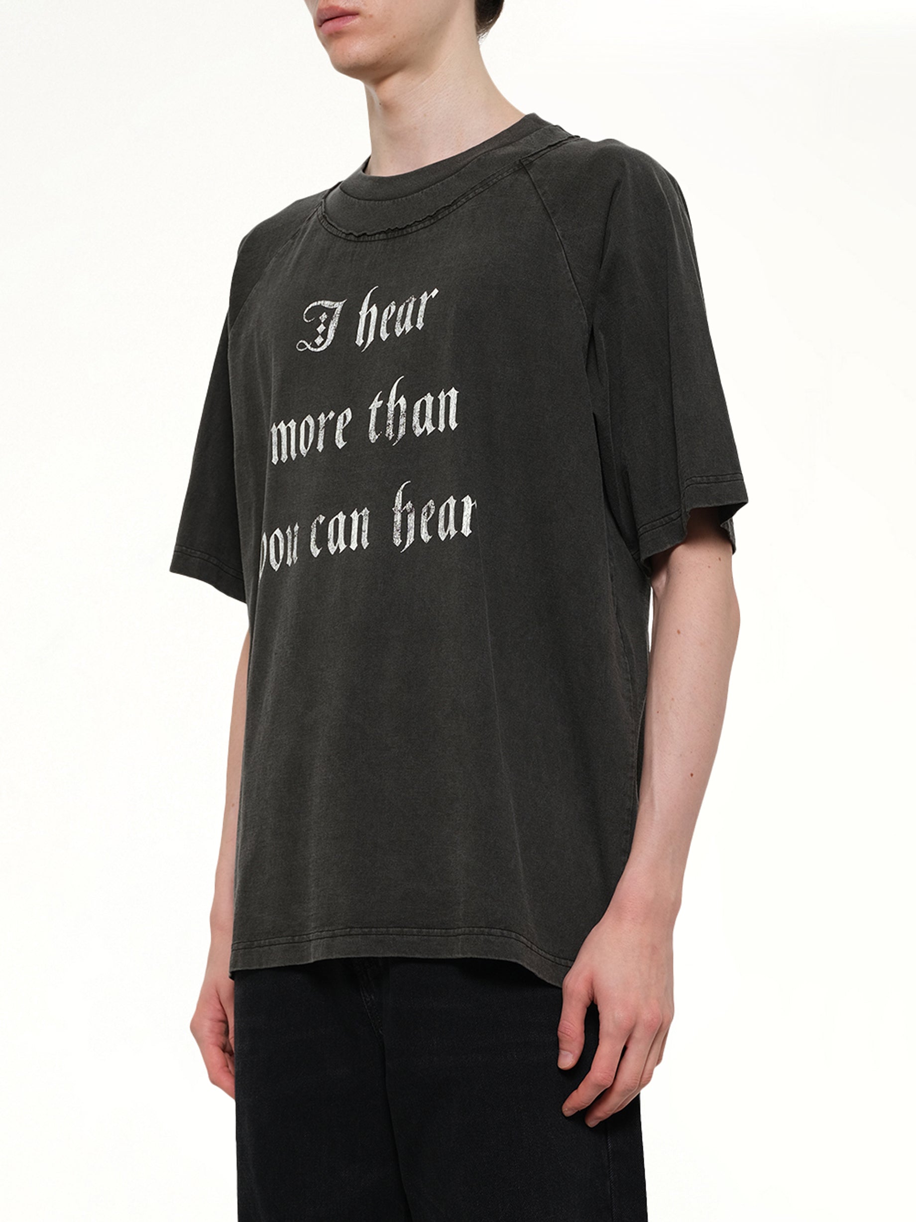 UNDERCOVER I Hear T-Shirt in Charcoal Side View from MARAIS