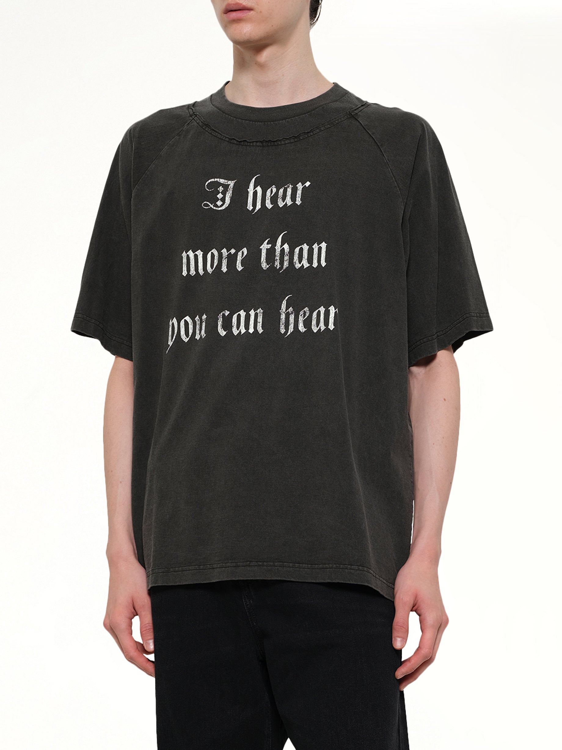 UNDERCOVER I Hear T-Shirt in Charcoal Detail Shot from MARAIS