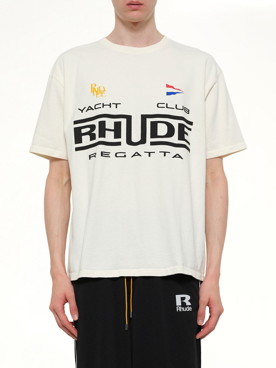 Rhude Regatta Club T-Shirt in Vintage White/Black