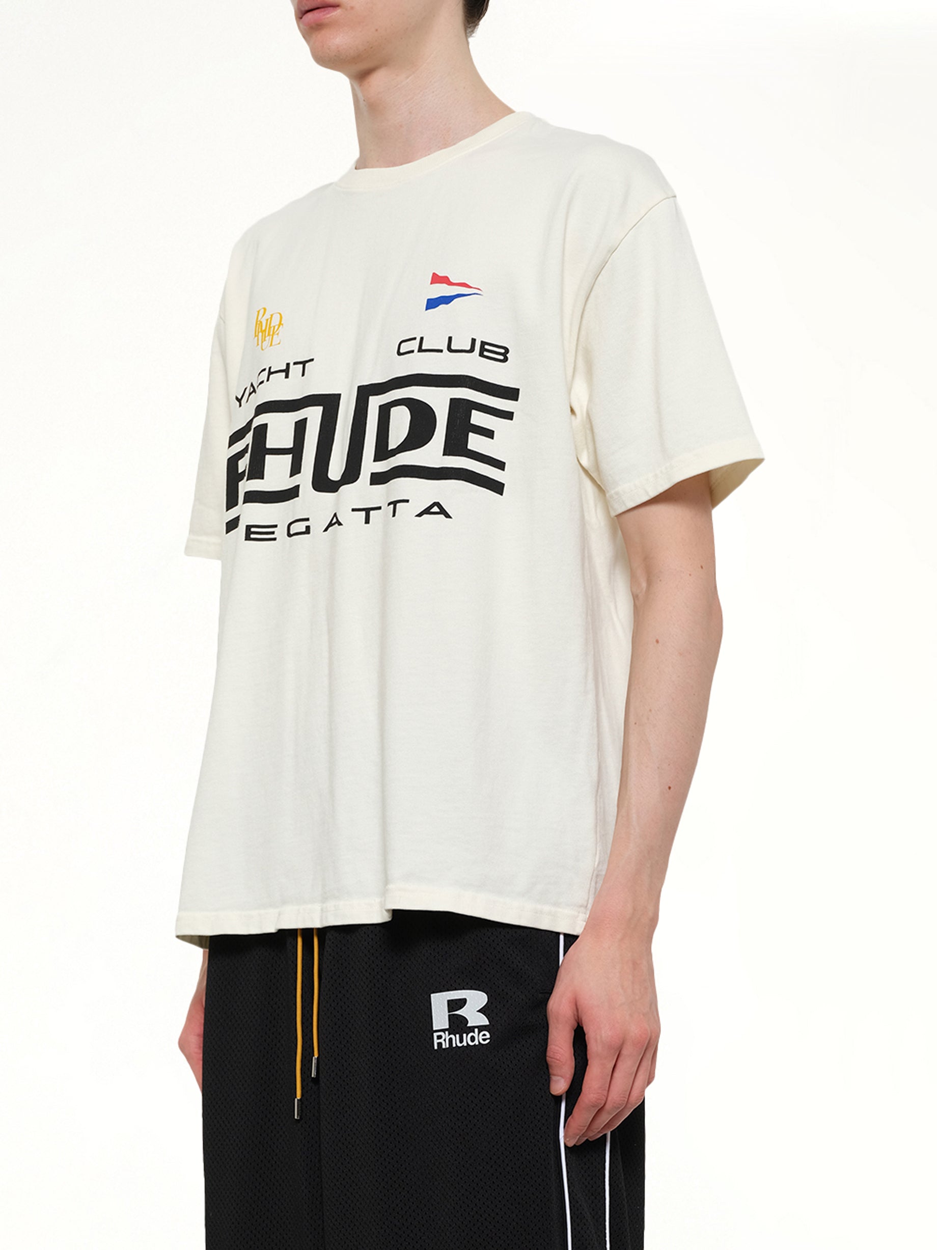 Rhude Regatta Club T-Shirt in Vintage White/Black