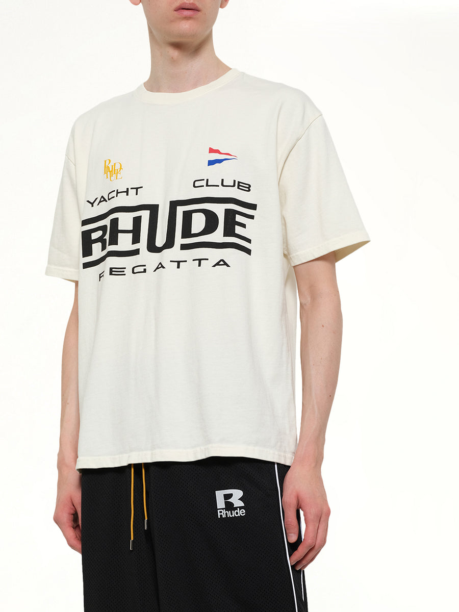 Rhude Regatta Club T-Shirt in Vintage White/Black