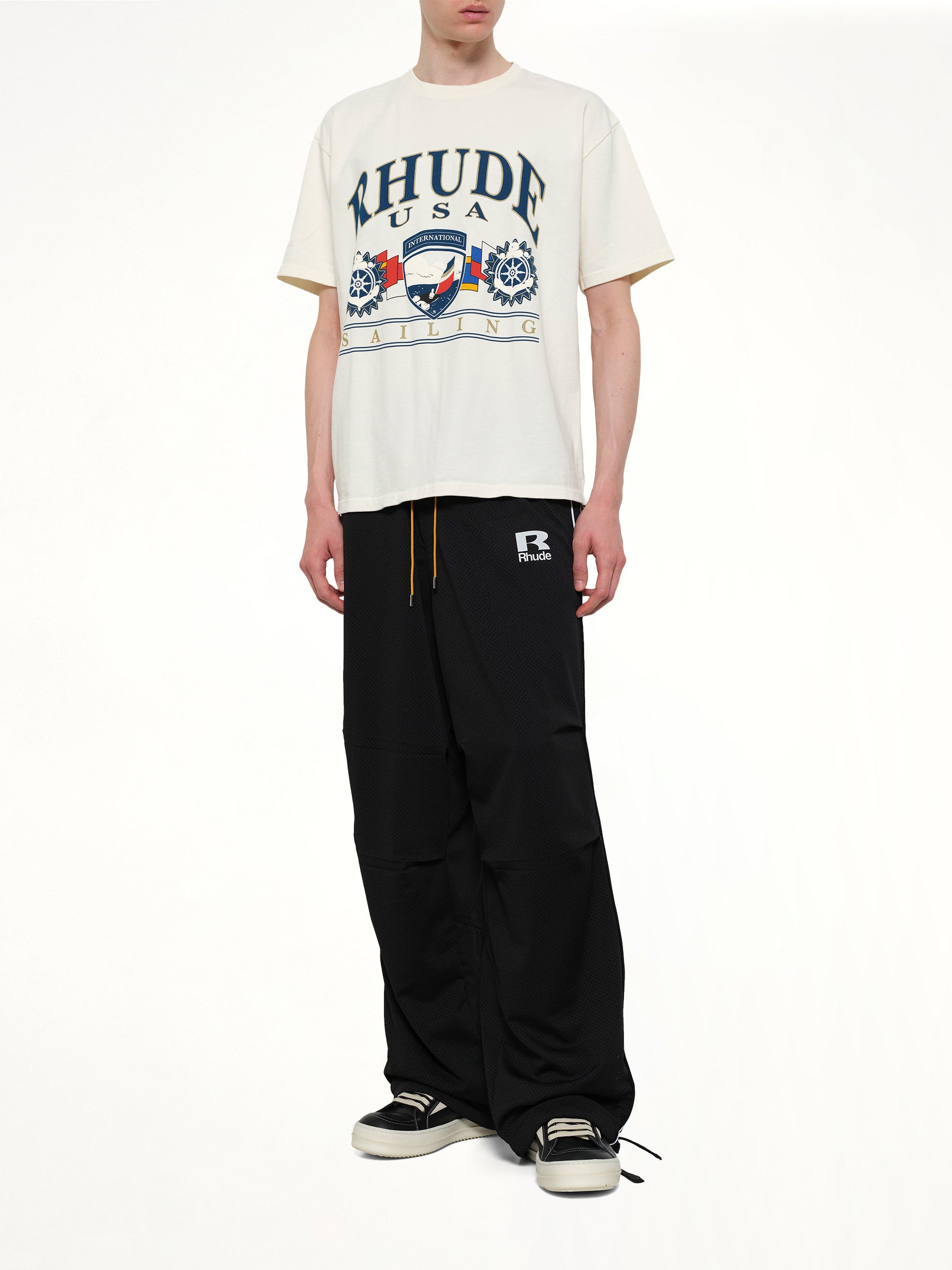 RHUDE USA Sailing Icon T-Shirt in Vintage White Full Reference from MARAIS