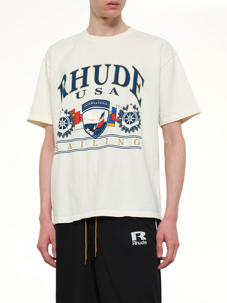 USA Sailing Icon T-Shirt in Vintage White