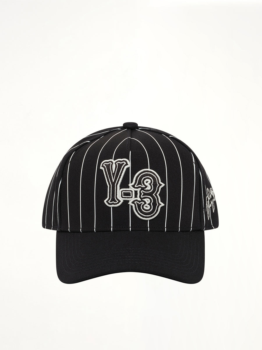 Y-3 Pinstripe Cap in Black