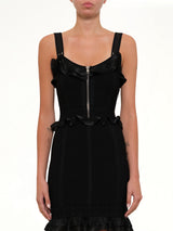 Cage Jacquard Mini Dress in Black