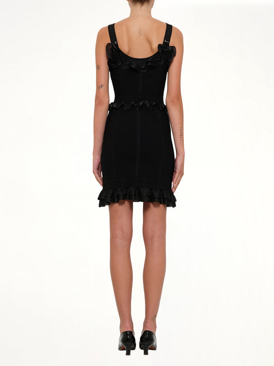 Cage Jacquard Mini Dress in Black