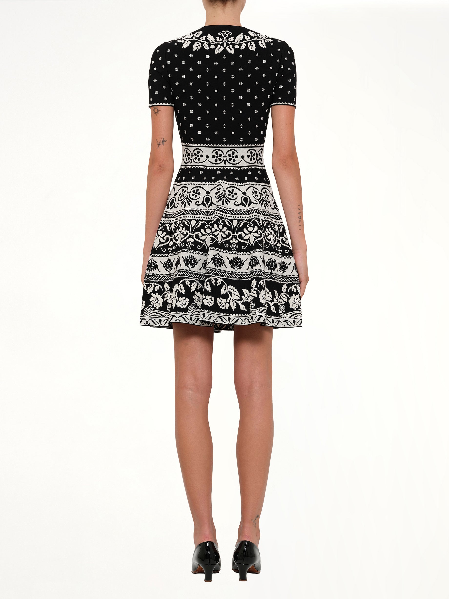 ALEXANDER MCQUEEN Floral Mini Dress in Black Full Reference from MARAIS