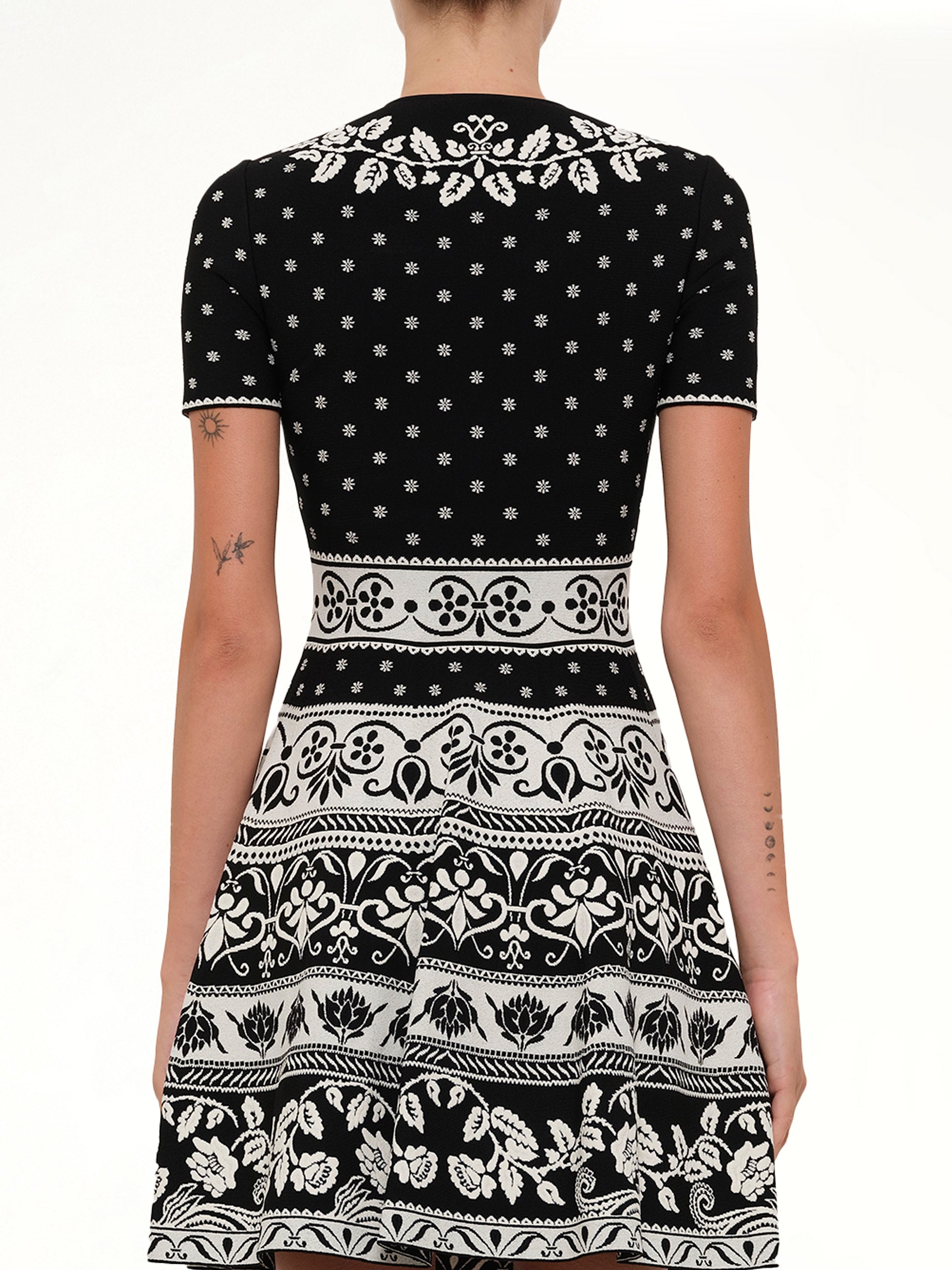 ALEXANDER MCQUEEN Floral Mini Dress in Black Side View from MARAIS